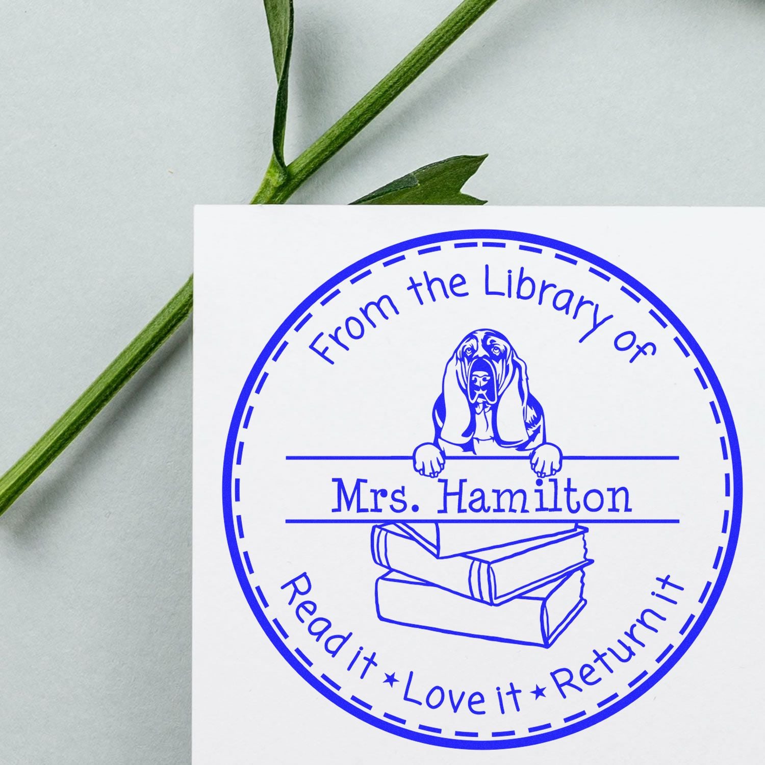 Customized Keep It, Love It, Return It Stamper with Basset Hound Dog - Engineer Seal Stamps