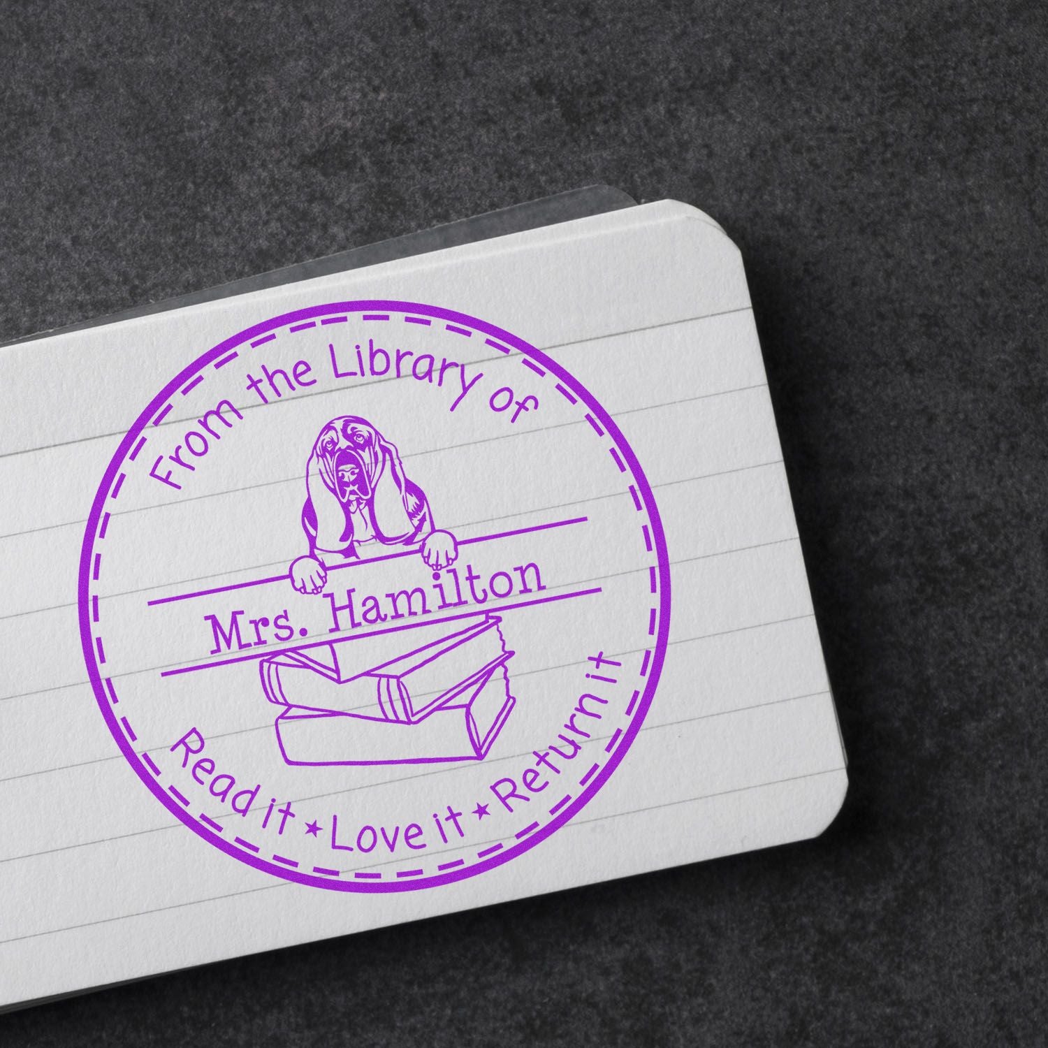 Customized Keep It, Love It, Return It Stamper with Basset Hound Dog - Engineer Seal Stamps