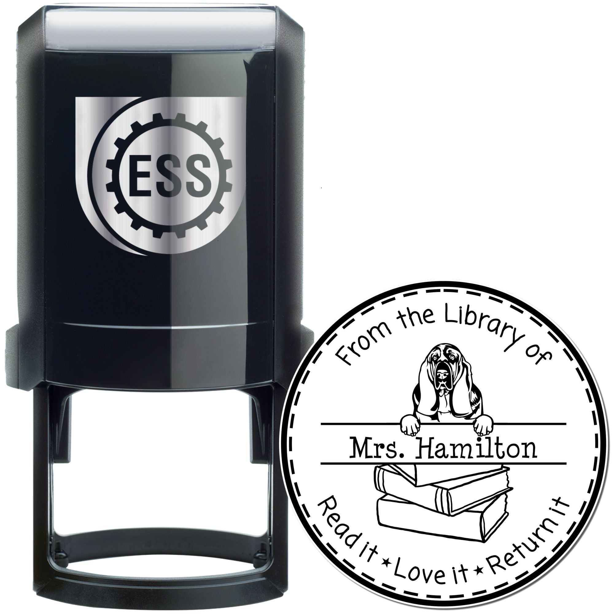 Basset Hound Dog Themed Librarian Stamp - Engineer Seal Stamps