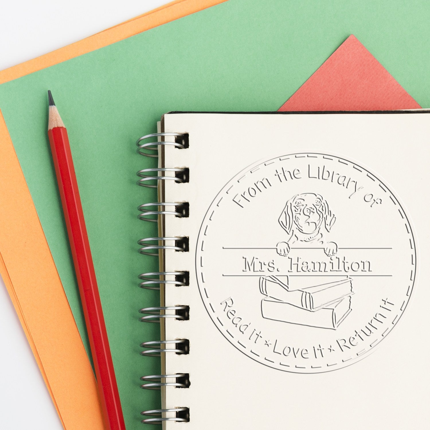 Custom Book Embosser with Beagle Dog - Engineer Seal Stamps