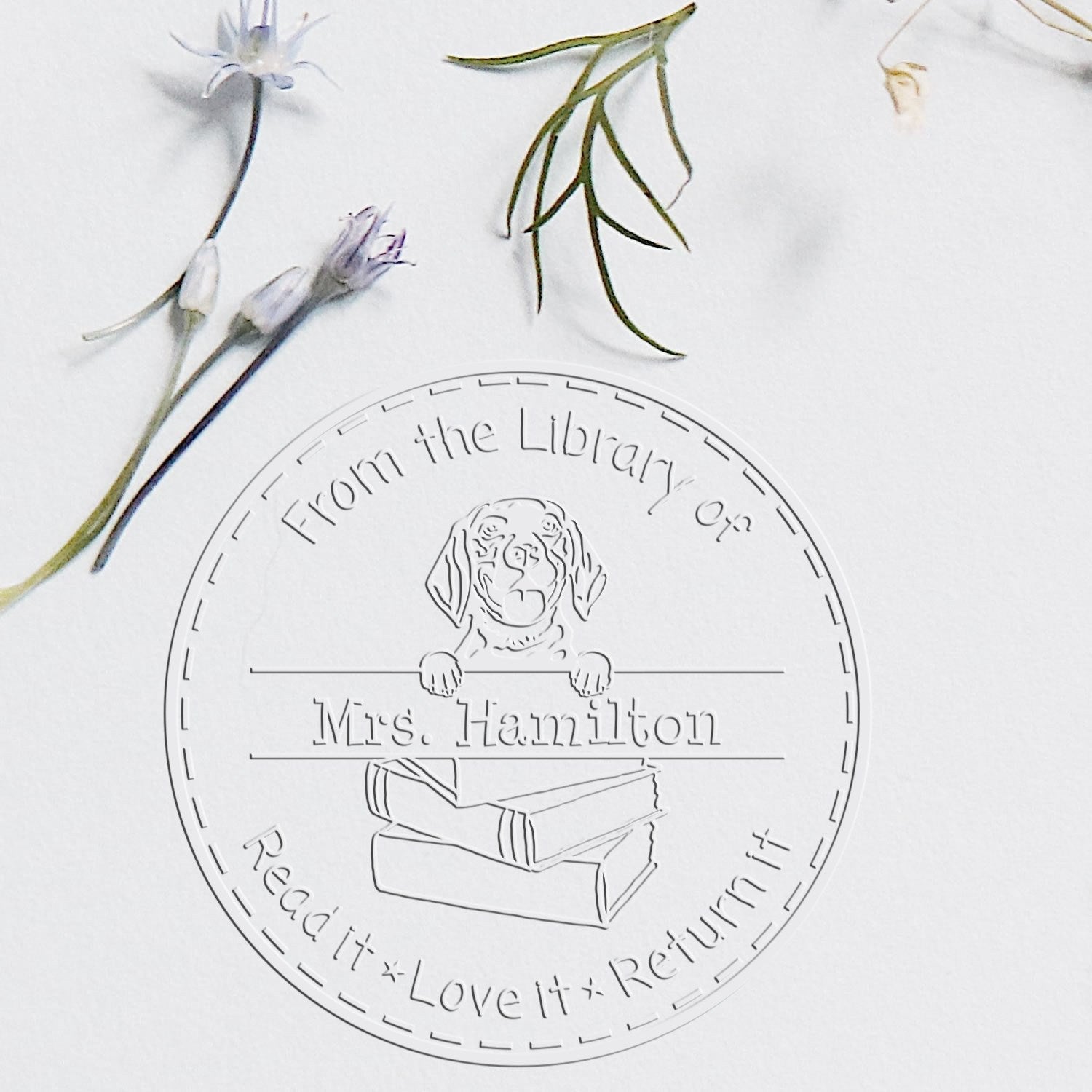 Custom Book Embosser with Beagle Dog - Engineer Seal Stamps