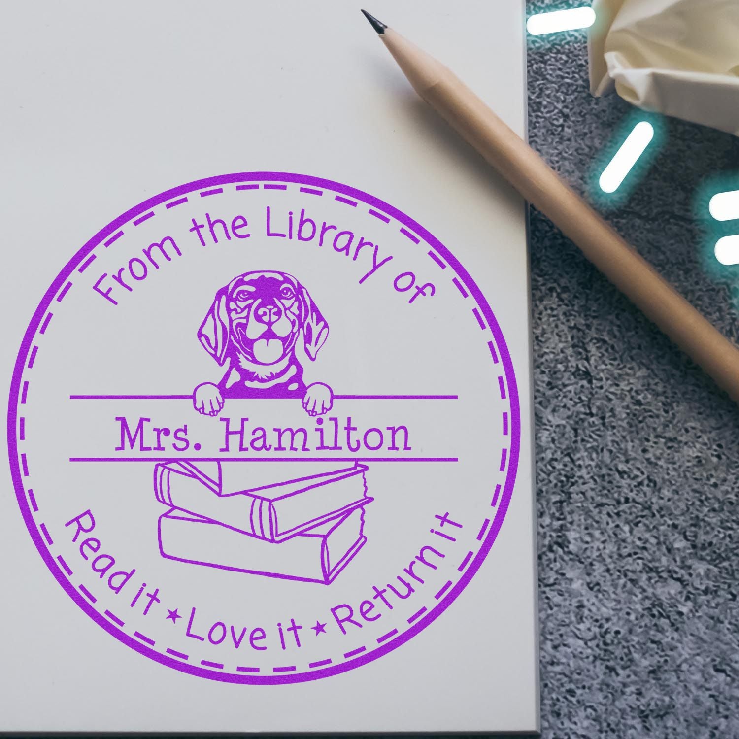 Beagle Dog Themed Teachers Stamp - Engineer Seal Stamps