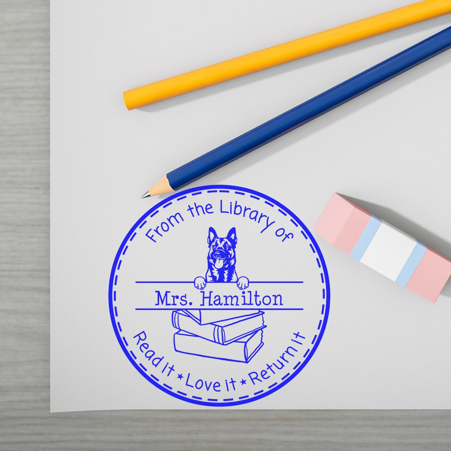 Belgian Malinois Dog Customized Classroom Resource Stamp - Engineer Seal Stamps