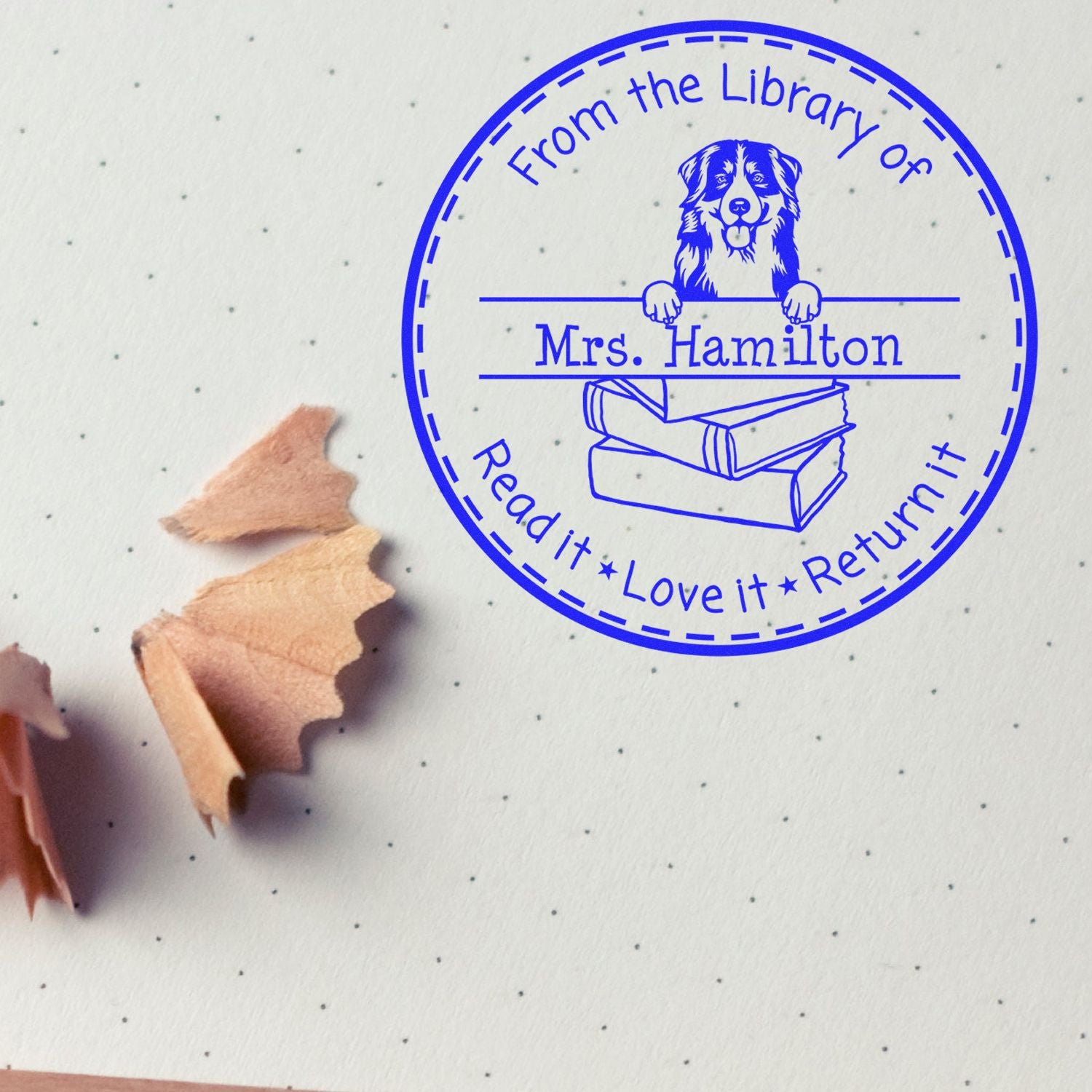 Bernese Mountain Custom-Made Read It Love It Return It For Libraries Stamp - Engineer Seal Stamps