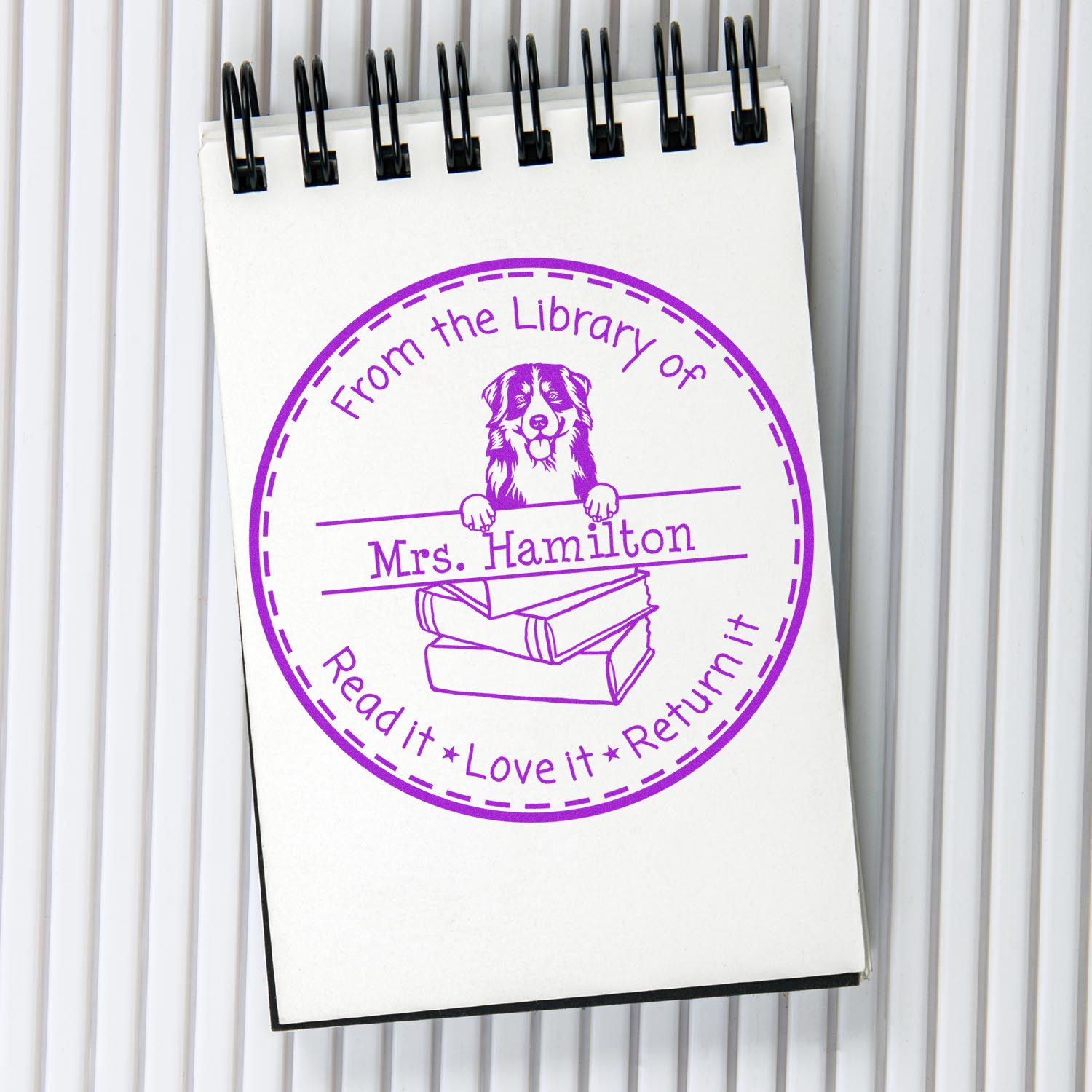 Bernese Mountain Custom-Made Read It Love It Return It For Libraries Stamp - Engineer Seal Stamps