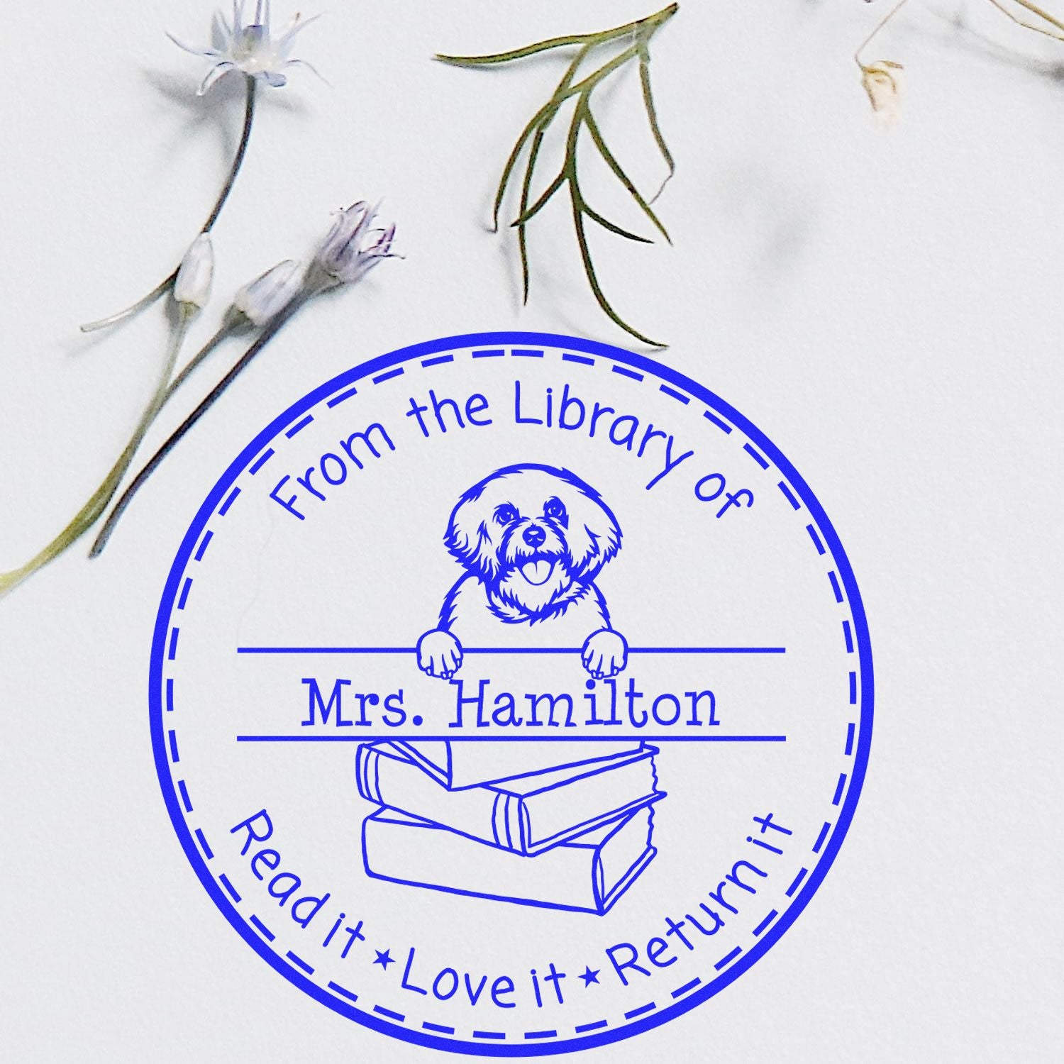 Bichon Frise Dog Customized Nameplate Stamp - Engineer Seal Stamps