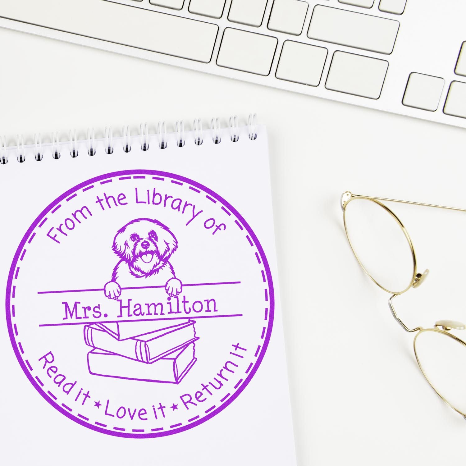 Customized Love It And Return It Stamper with Bichon Frise Dog - Engineer Seal Stamps