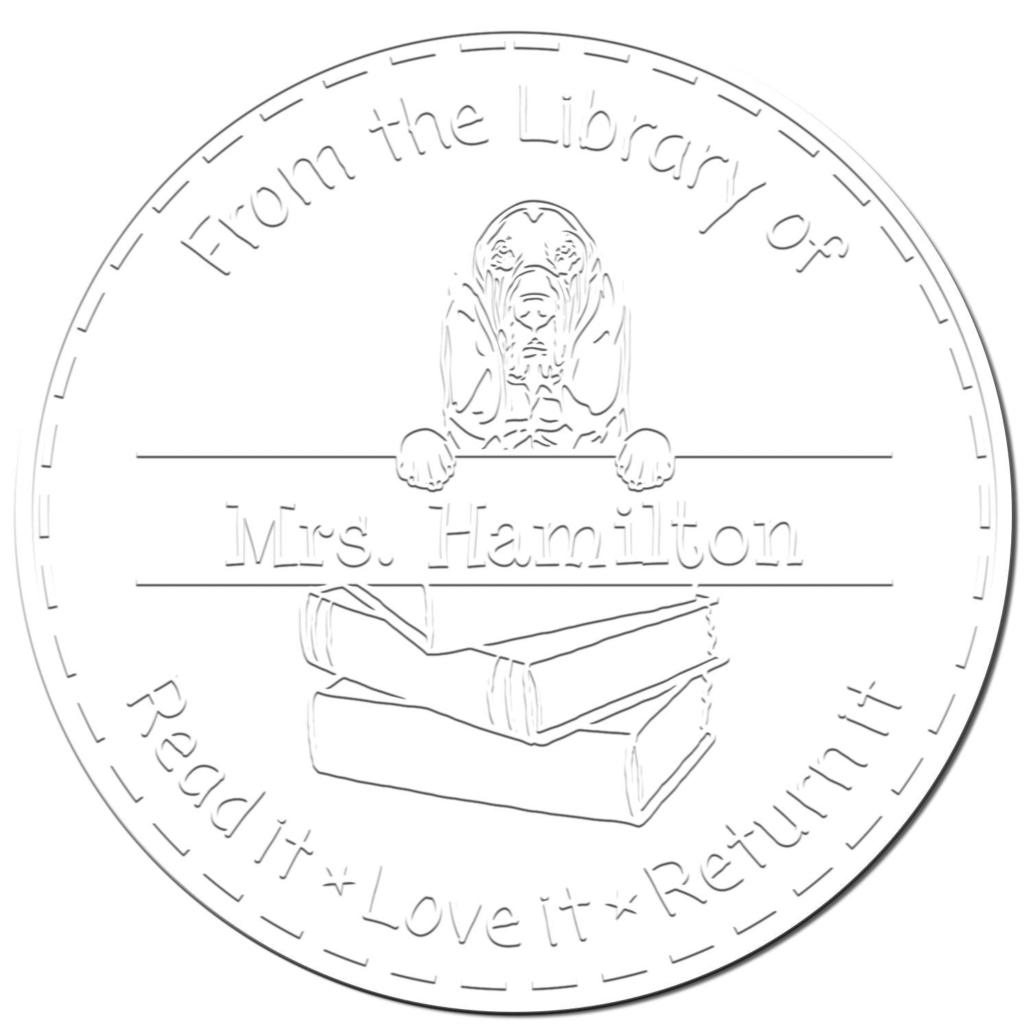 Custom Book Embossing Seal with Bloodhounds Dog - Engineer Seal Stamps