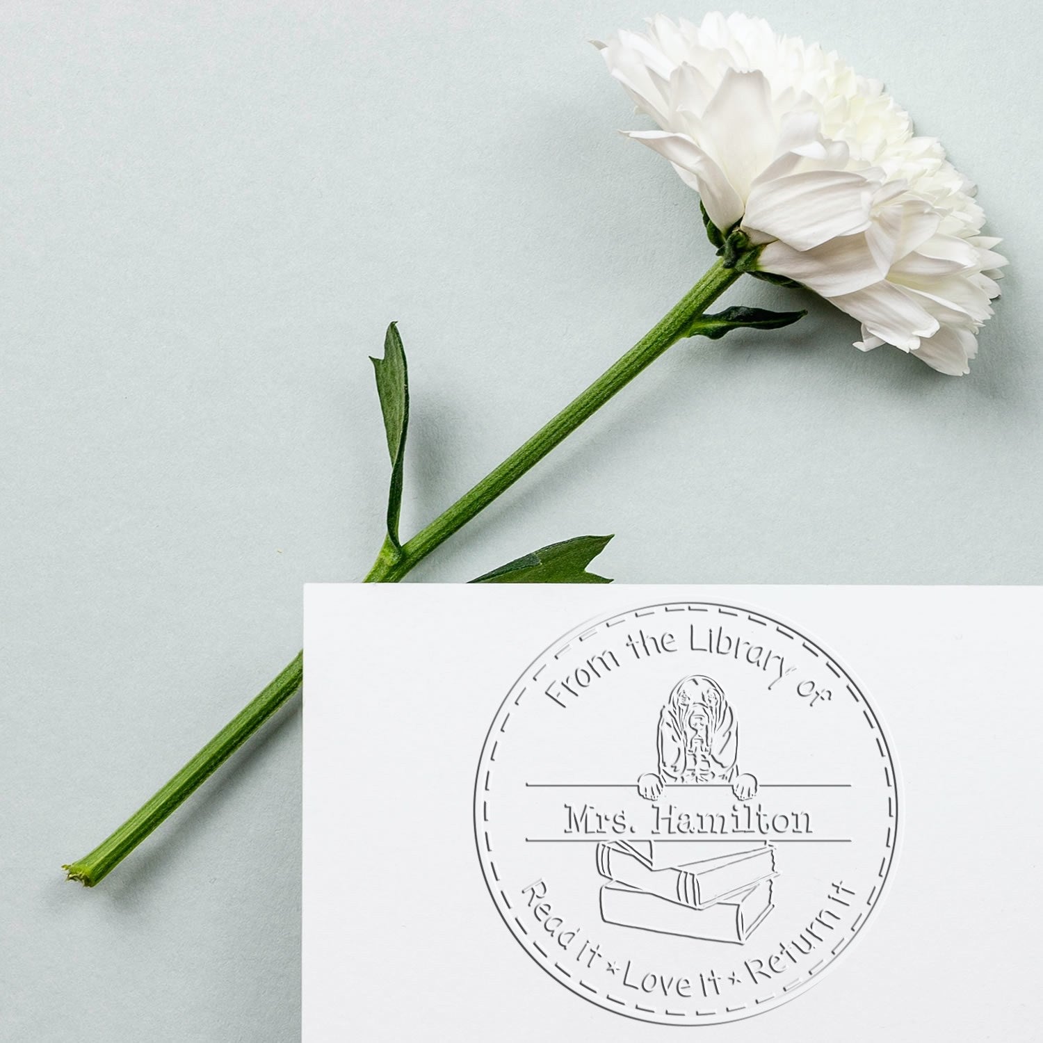 Custom Book Embossing Seal with Bloodhounds Dog - Engineer Seal Stamps