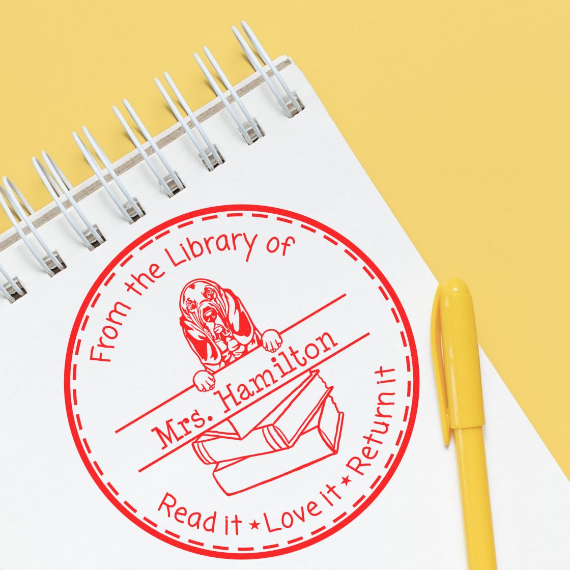 Customized Reading Stamp with Bloodhounds Dog - Engineer Seal Stamps