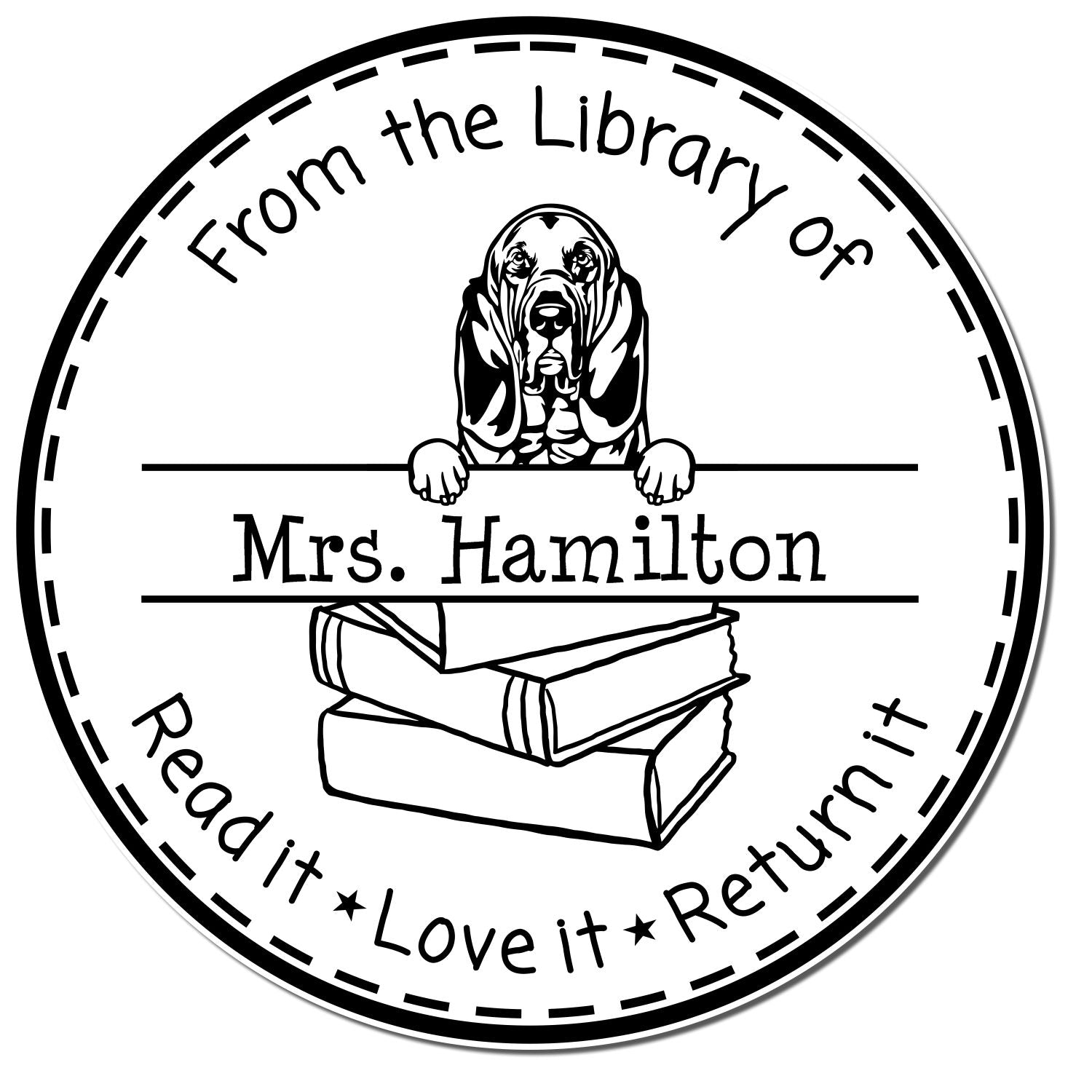 Customized Reading Stamp with Bloodhounds Dog - Engineer Seal Stamps