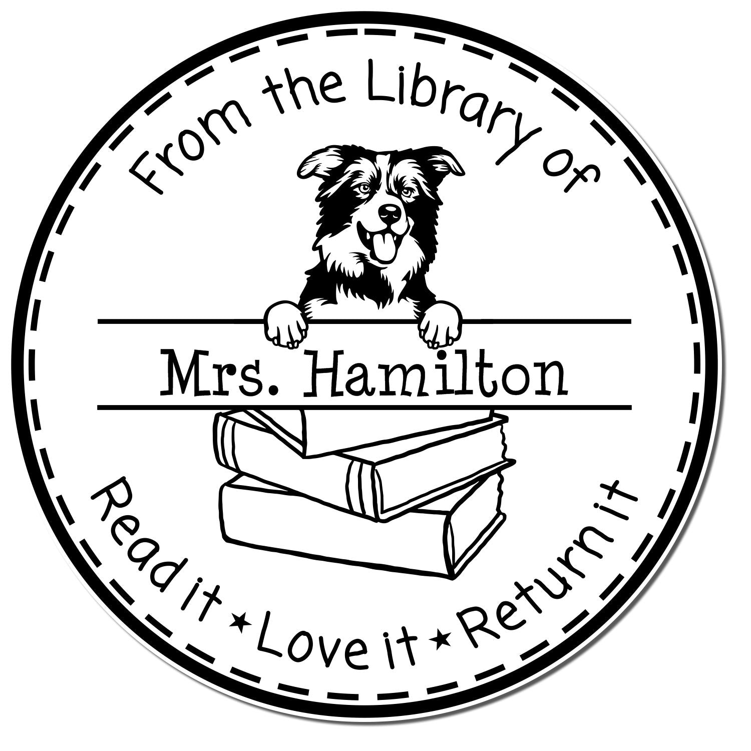 Border Collies Dog Themed Teacher Library Stamper - Engineer Seal Stamps