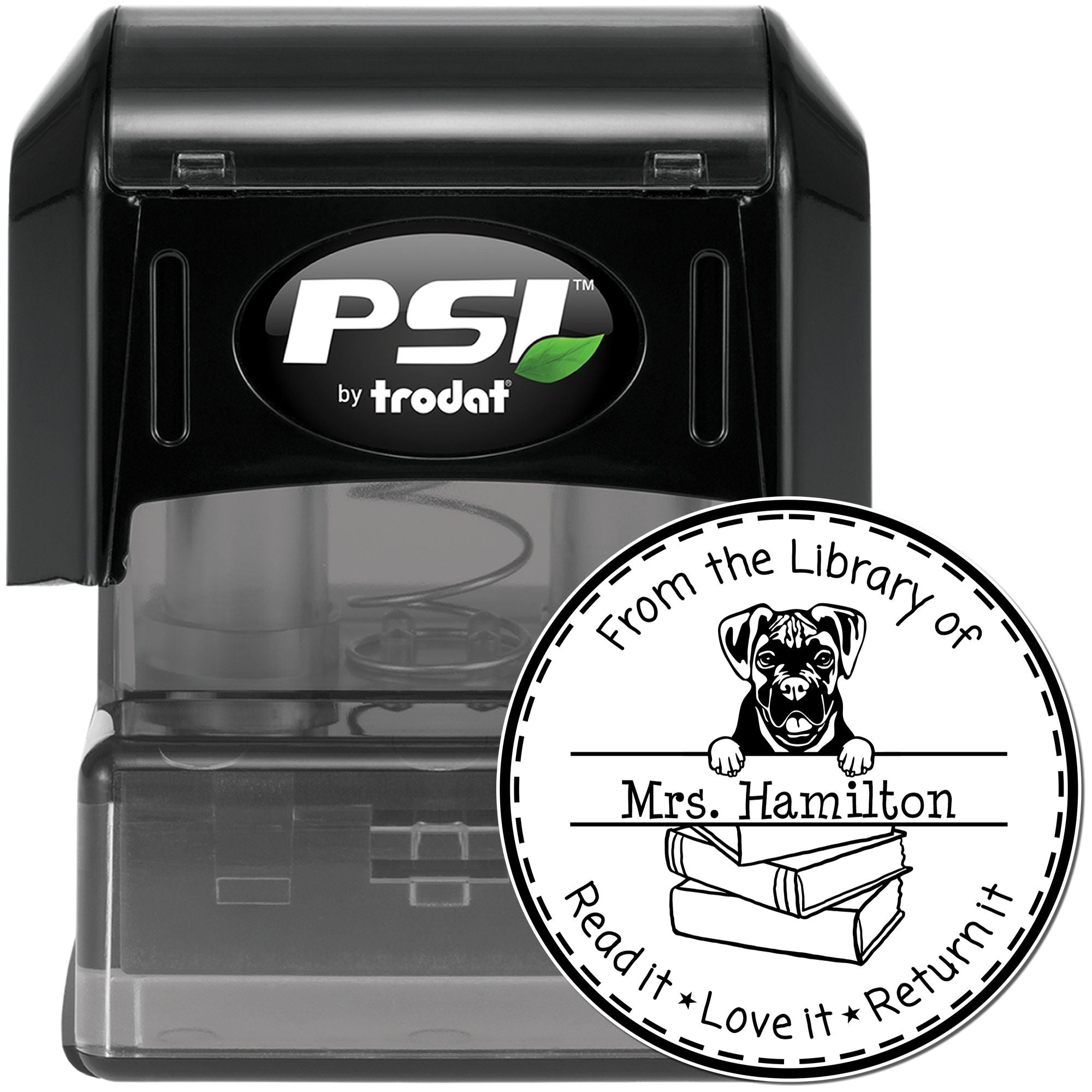 Boxer Dog Customized Book Personalization Tool Stamp - Engineer Seal Stamps