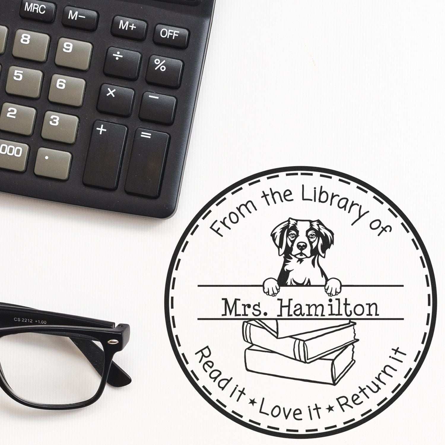 Brittany Dog Customized Book Personalization Tool Stamper - Engineer Seal Stamps