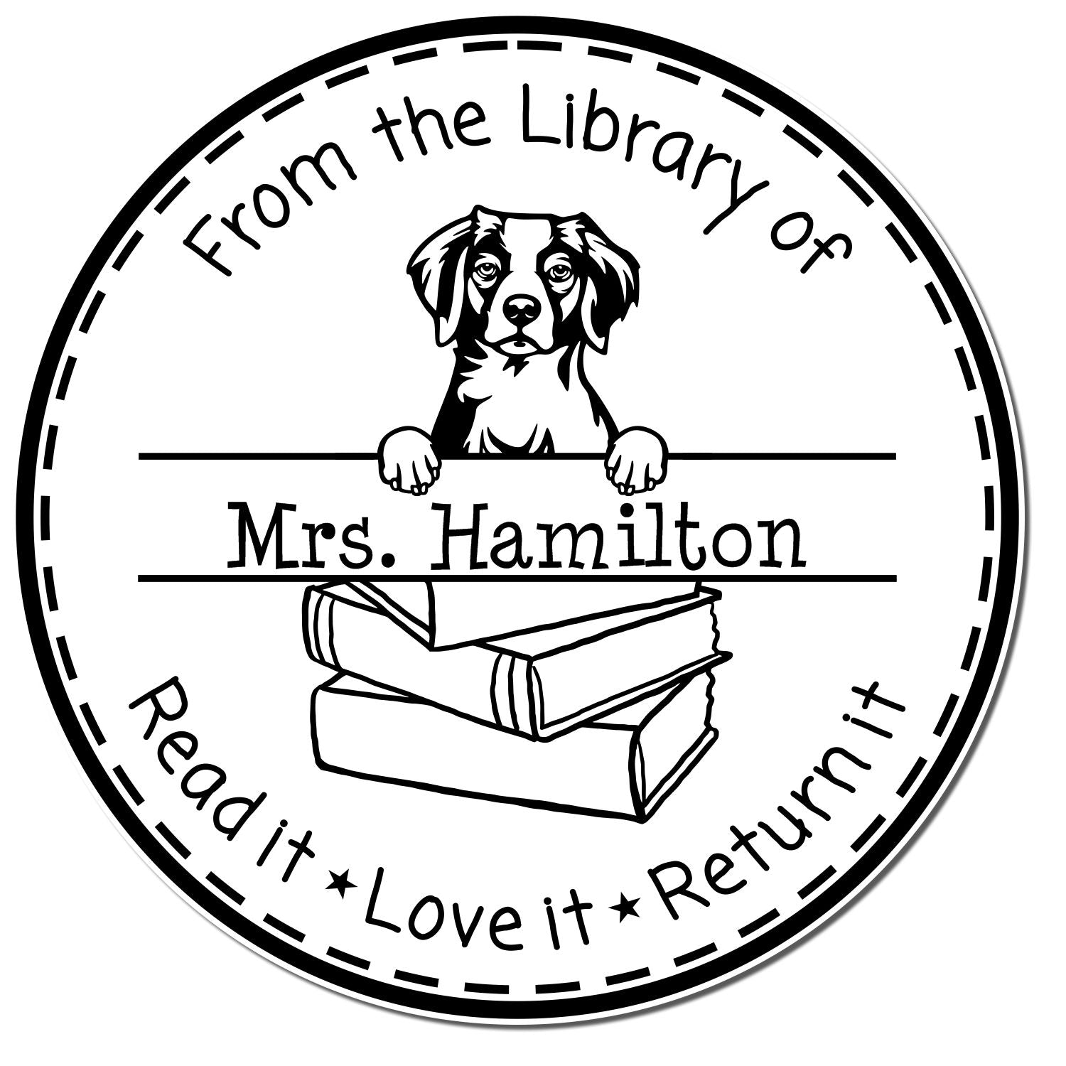 Brittany Dog Customized Book Personalization Tool Stamper - Engineer Seal Stamps