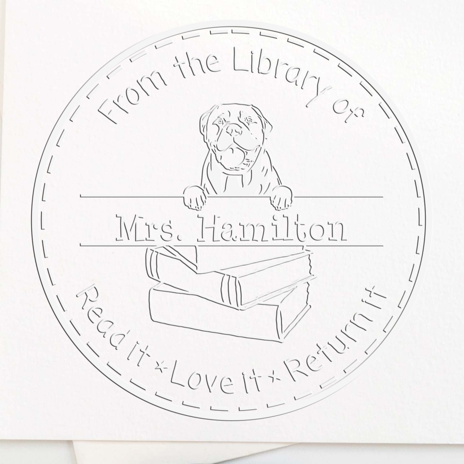 Desk Bullmastiffs Dog Custom Name For Books Embossed Stamp - Engineer Seal Stamps