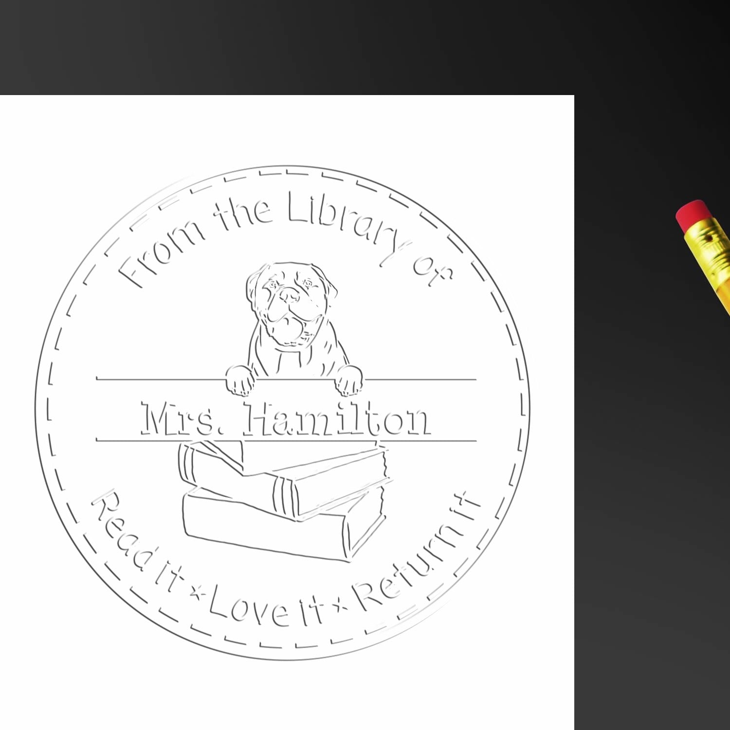 Bullmastiffs Dog Custom Name For Books Embossed Stamp - Engineer Seal Stamps