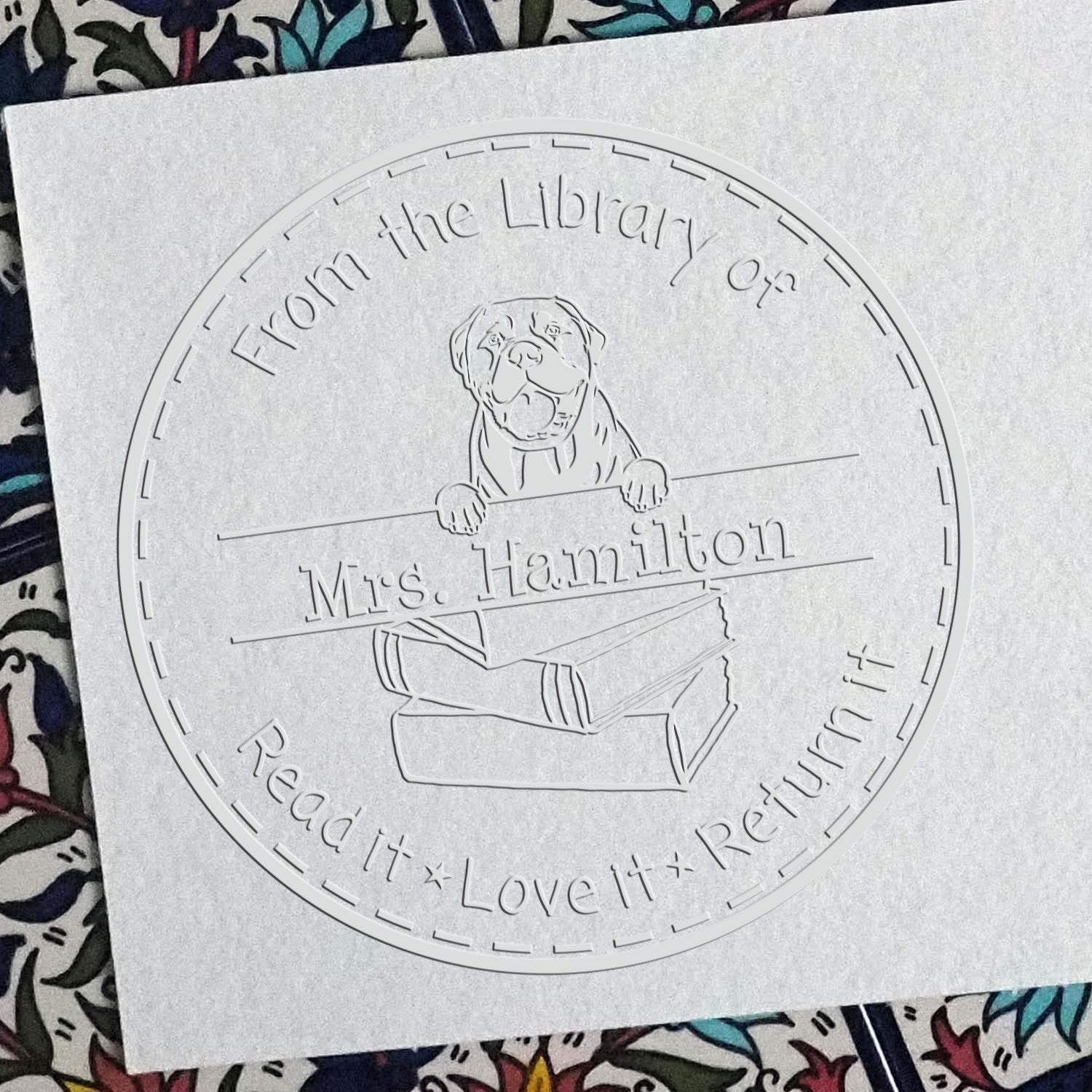 Desk Bullmastiffs Dog Custom Name For Books Embossed Stamp - Engineer Seal Stamps