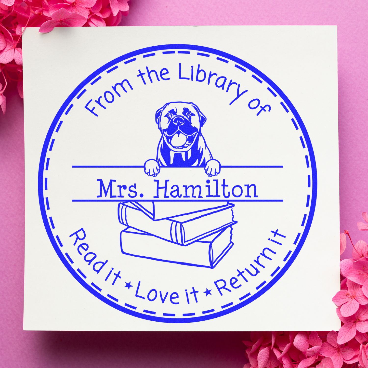Bullmastiff Dog Themed Teacher Book Stamper - Engineer Seal Stamps