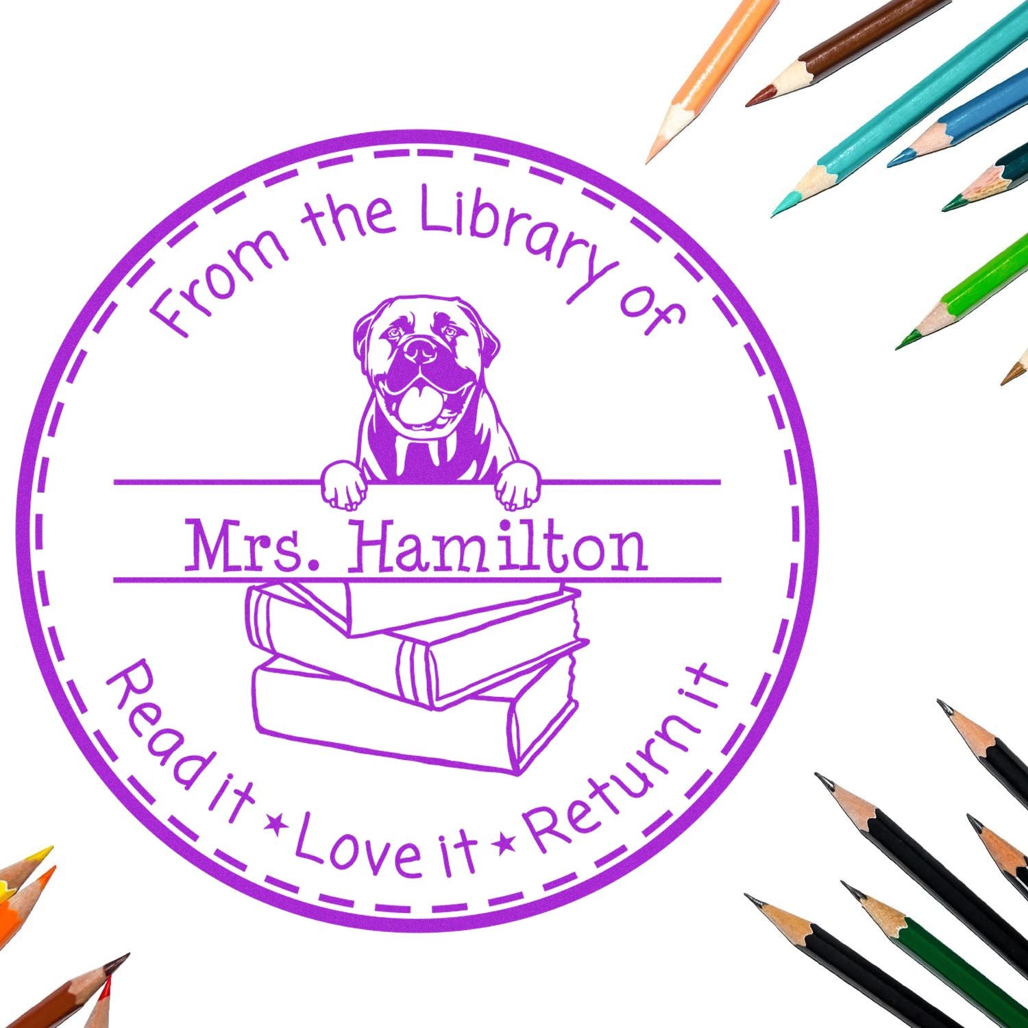 Bullmastiffs Dog Customized Library Tools For Classroom Stamp - Engineer Seal Stamps