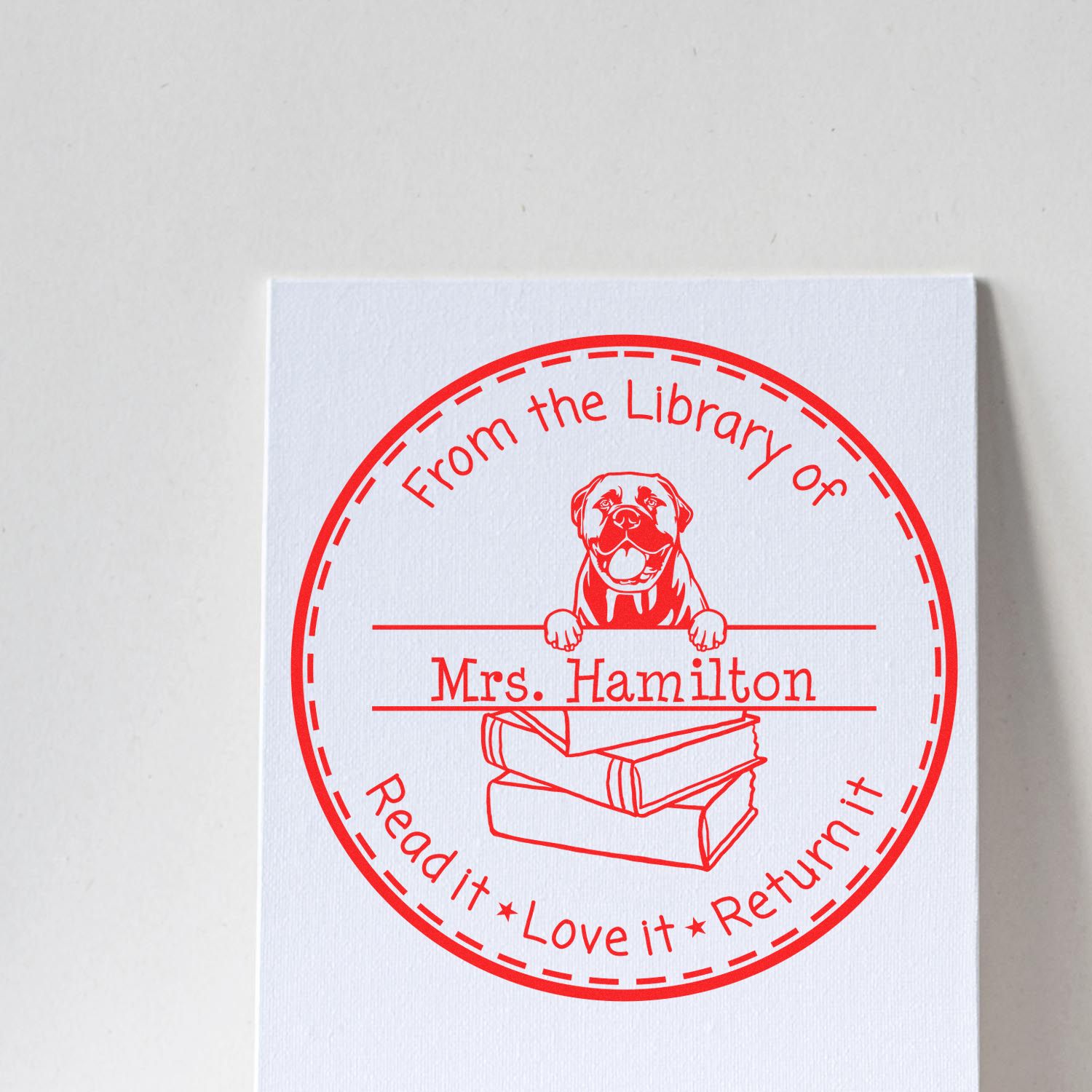 Customized Personal Book Stamper with Bullmastiffs Dog - Engineer Seal Stamps