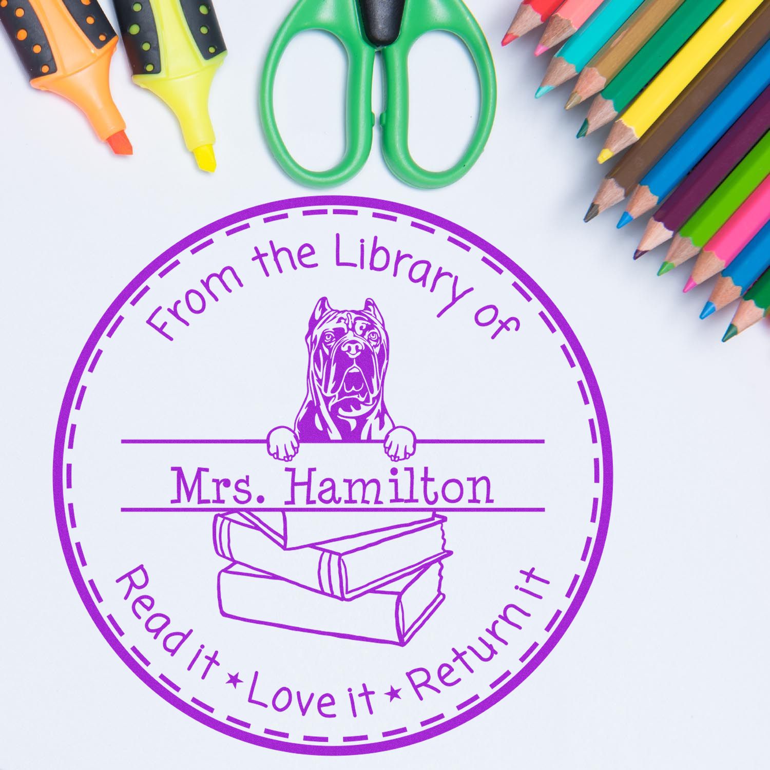 Cane Corso Dog Themed Teacher Book Stamp - Engineer Seal Stamps