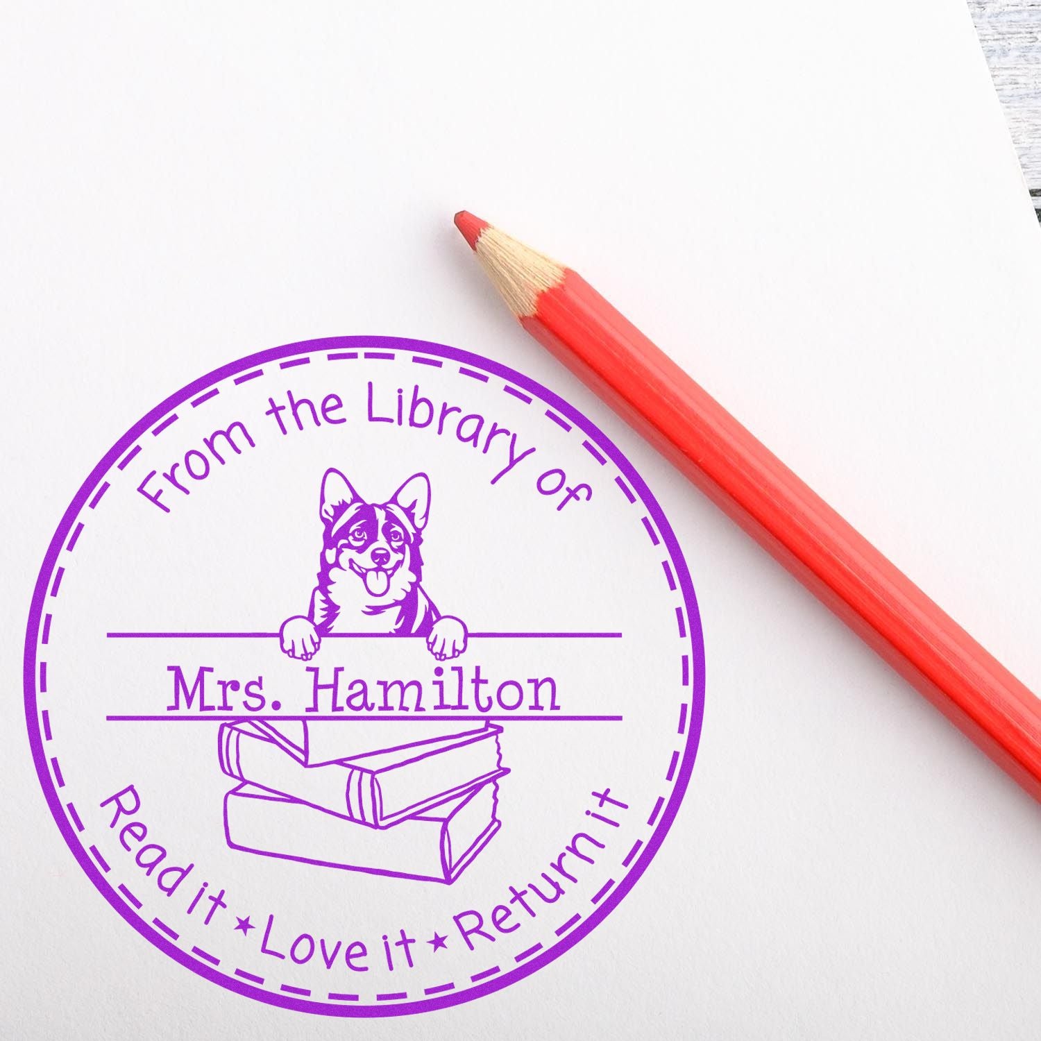 Cardigan Welsh Corgis Dog Customized Library Personalization Stamp - Engineer Seal Stamps