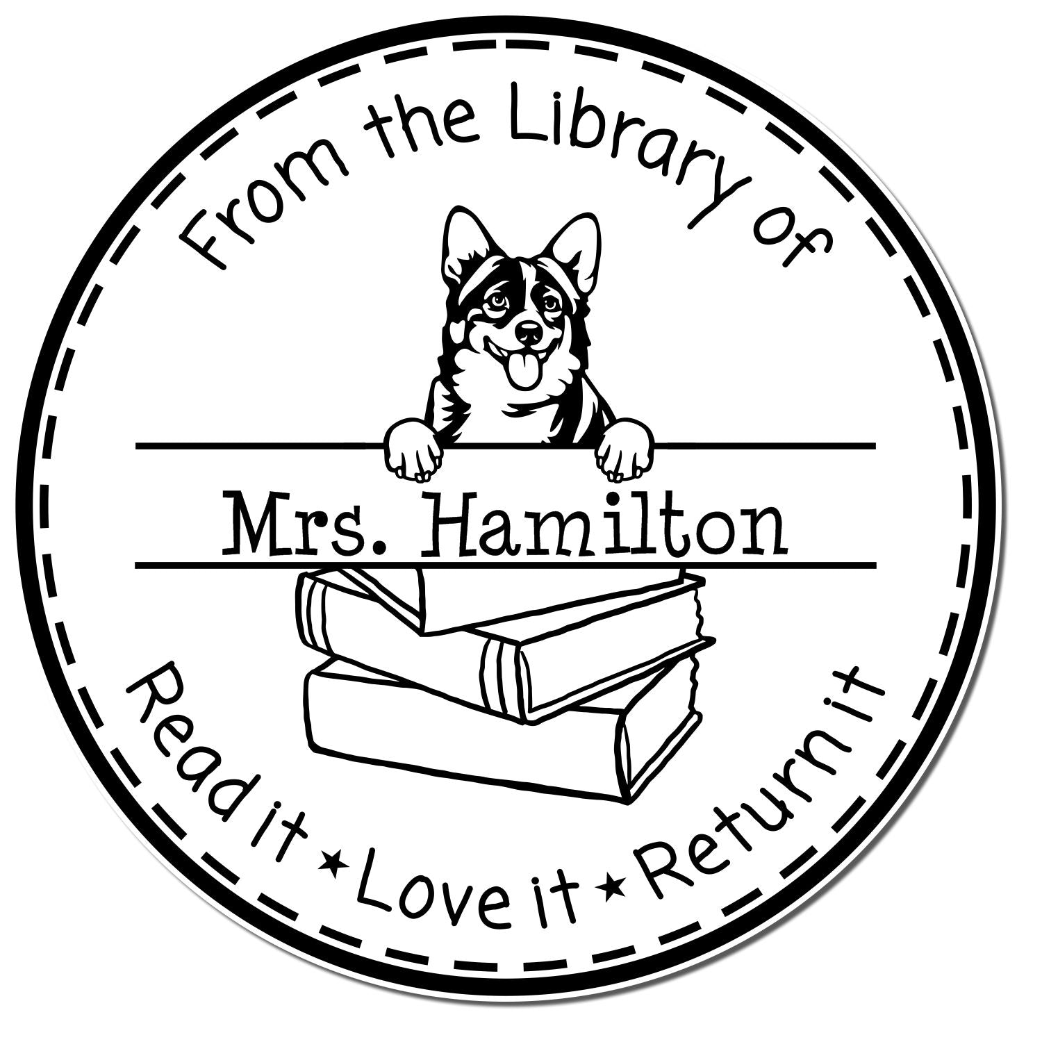 Cardigan Welsh Corgis Dog Customized Library Personalization Stamp - Engineer Seal Stamps