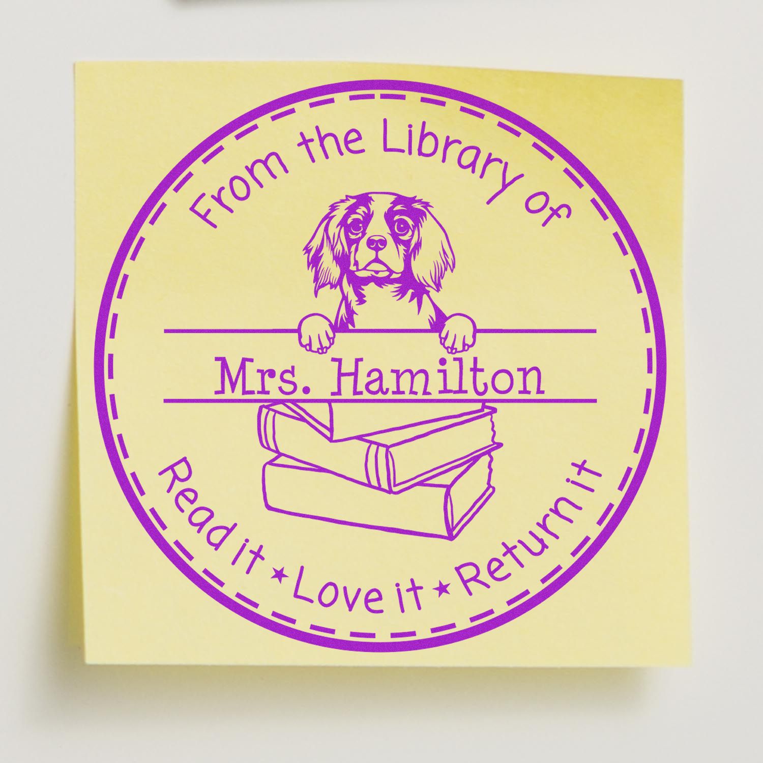 Cavalier King Charles Spaniel Dog Customized Library Personalization Stamper - Engineer Seal Stamps