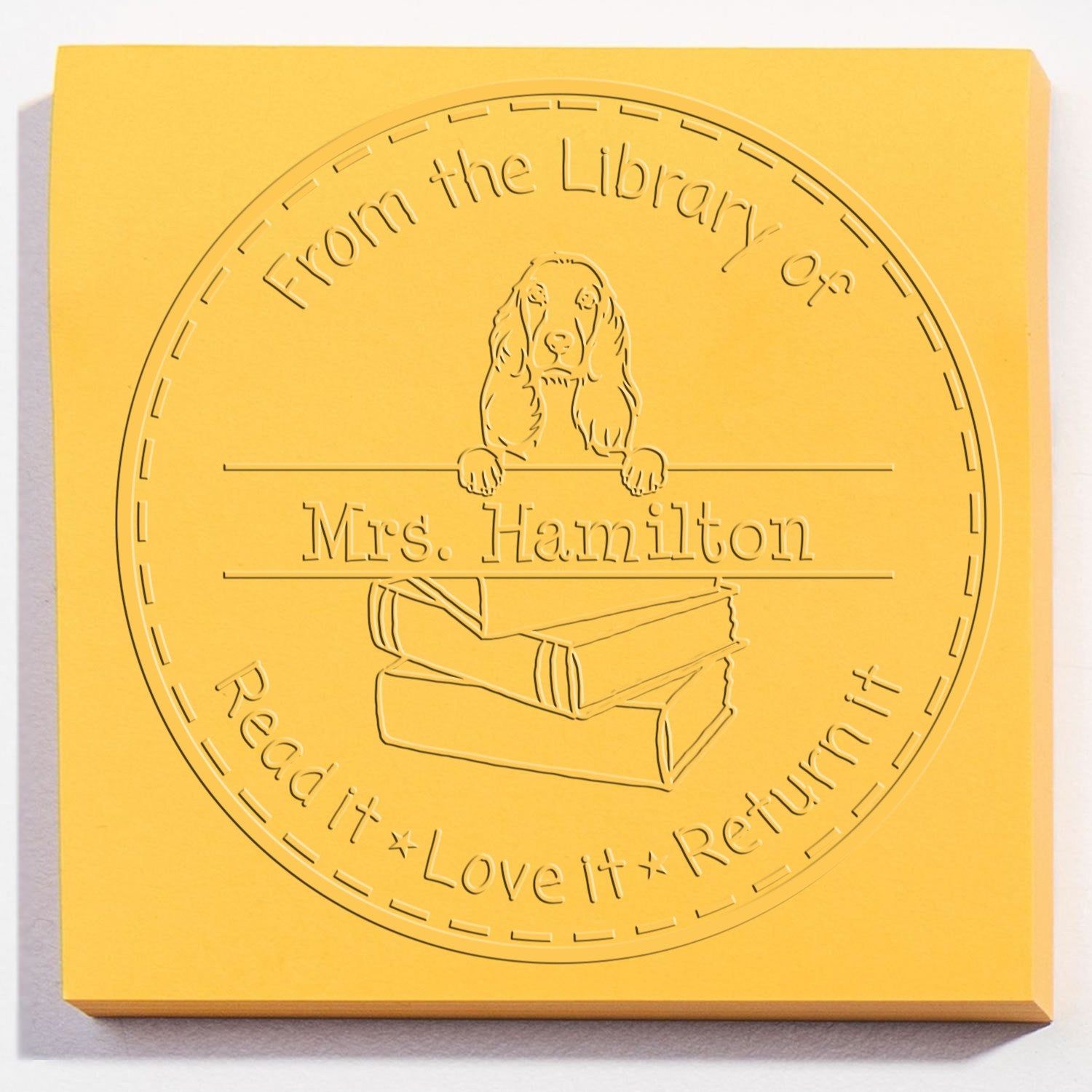 Cocker Spaniel Dog Custom Classroom Book Owner Embossed Stamp - Engineer Seal Stamps