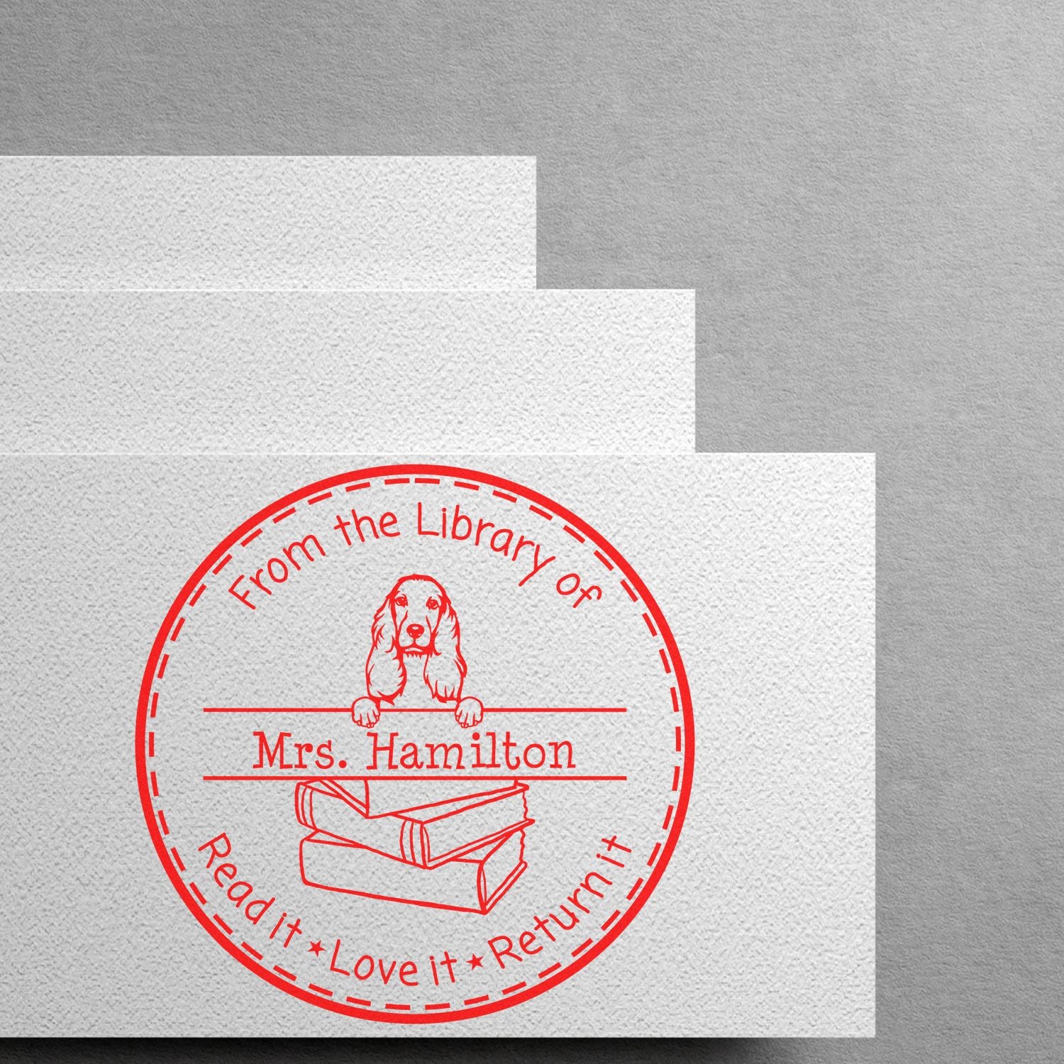 Customized For Lending Books Stamp with Cocker Spaniel Dog - Engineer Seal Stamps