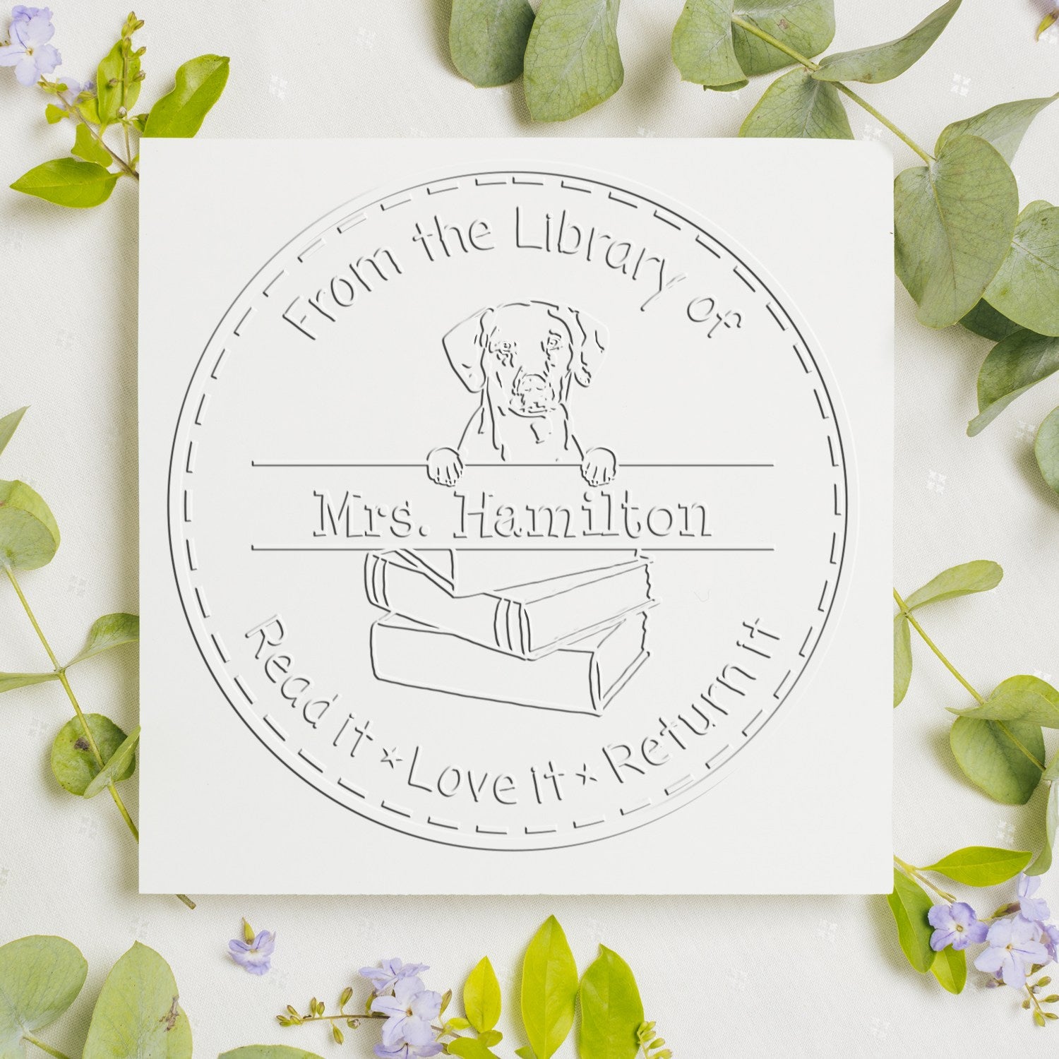 Custom Name For Teacher Seal with Dalmatian Dog - Engineer Seal Stamps