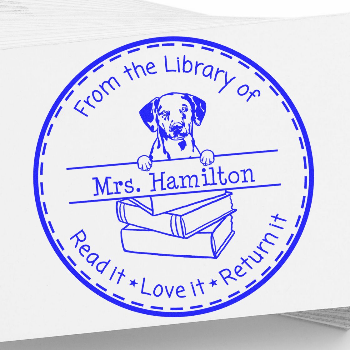 Customized Please Return My Library Book Stamp with Dalmatian Dog - Engineer Seal Stamps