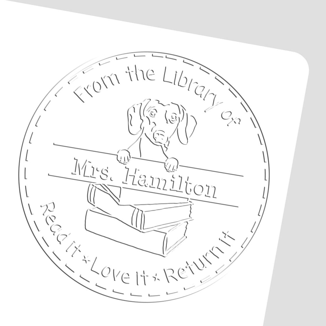 Custom Name For Teacher Seal Embosser with Daschound Dog - Engineer Seal Stamps