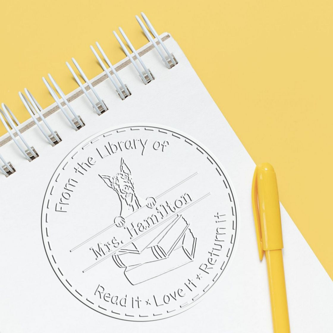 Custom Name For Teacher Embossed Stamp with Doberman Dog - Engineer Seal Stamps