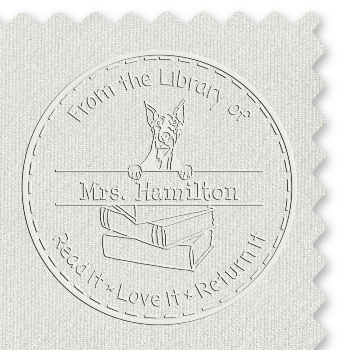 Custom Name For Teacher Embossed Stamp with Doberman Dog - Engineer Seal Stamps