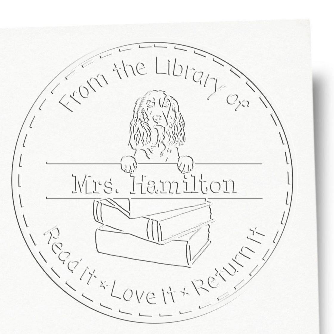 Desk English Cocker Spaniel Dog Custom Identity Embossed Stamp - Engineer Seal Stamps