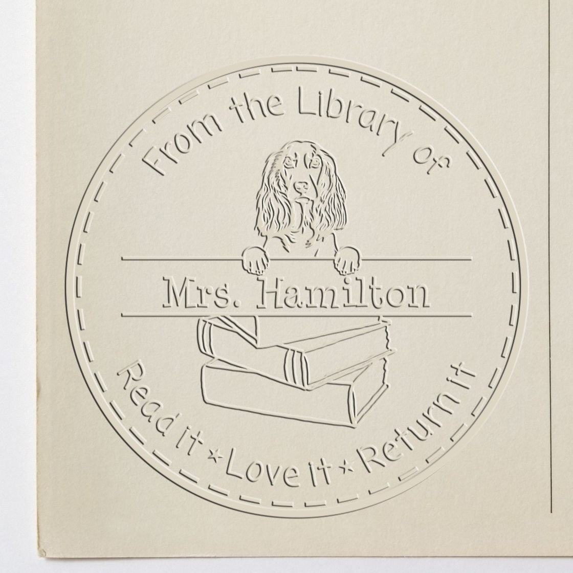 Desk English Cocker Spaniel Dog Custom Identity Embossed Stamp - Engineer Seal Stamps