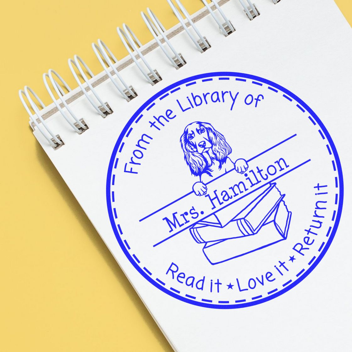 English Cocker Spaniel Dog Themed Book Return Stamp - Engineer Seal Stamps