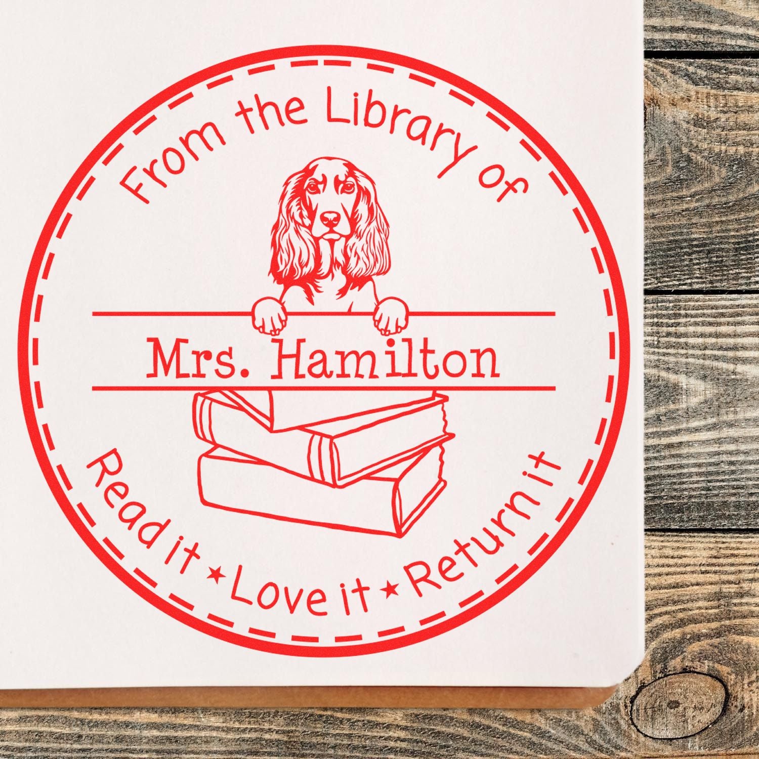 English Cocker Spaniel Dog Themed Read It Love It Return It Stamp - Engineer Seal Stamps