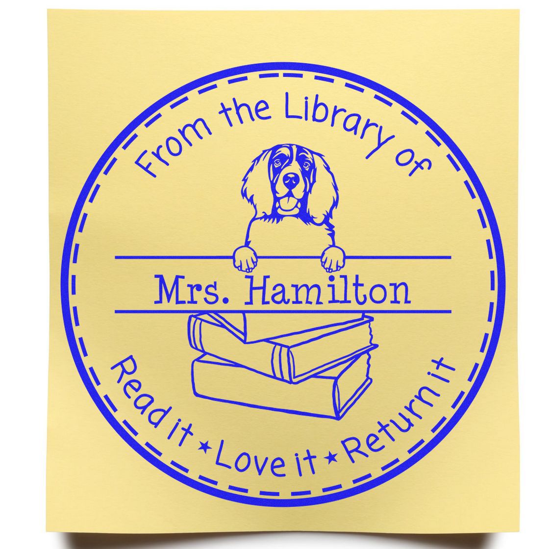 Customized For Shared Books Stamp with English Springer Spaniel Dog - Engineer Seal Stamps