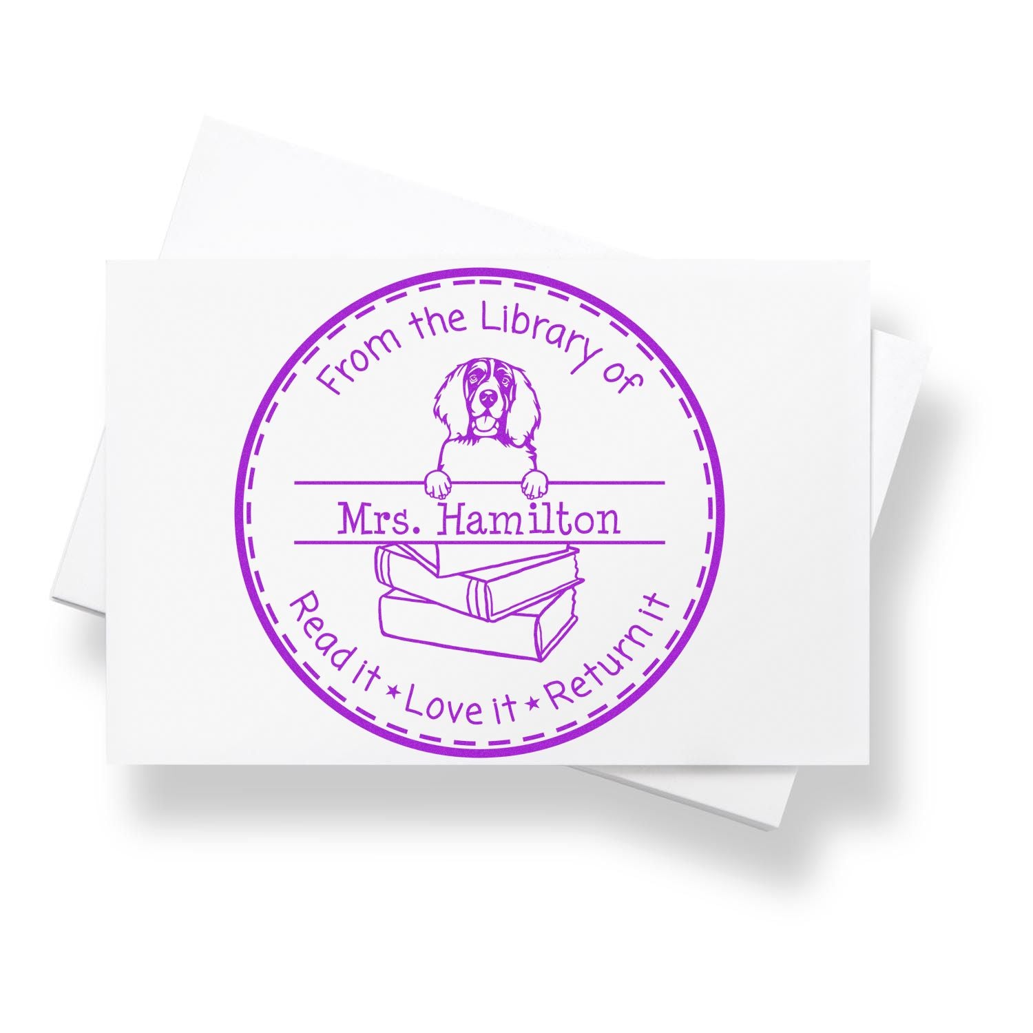 Customized For Shared Books Stamp with English Springer Spaniel Dog - Engineer Seal Stamps