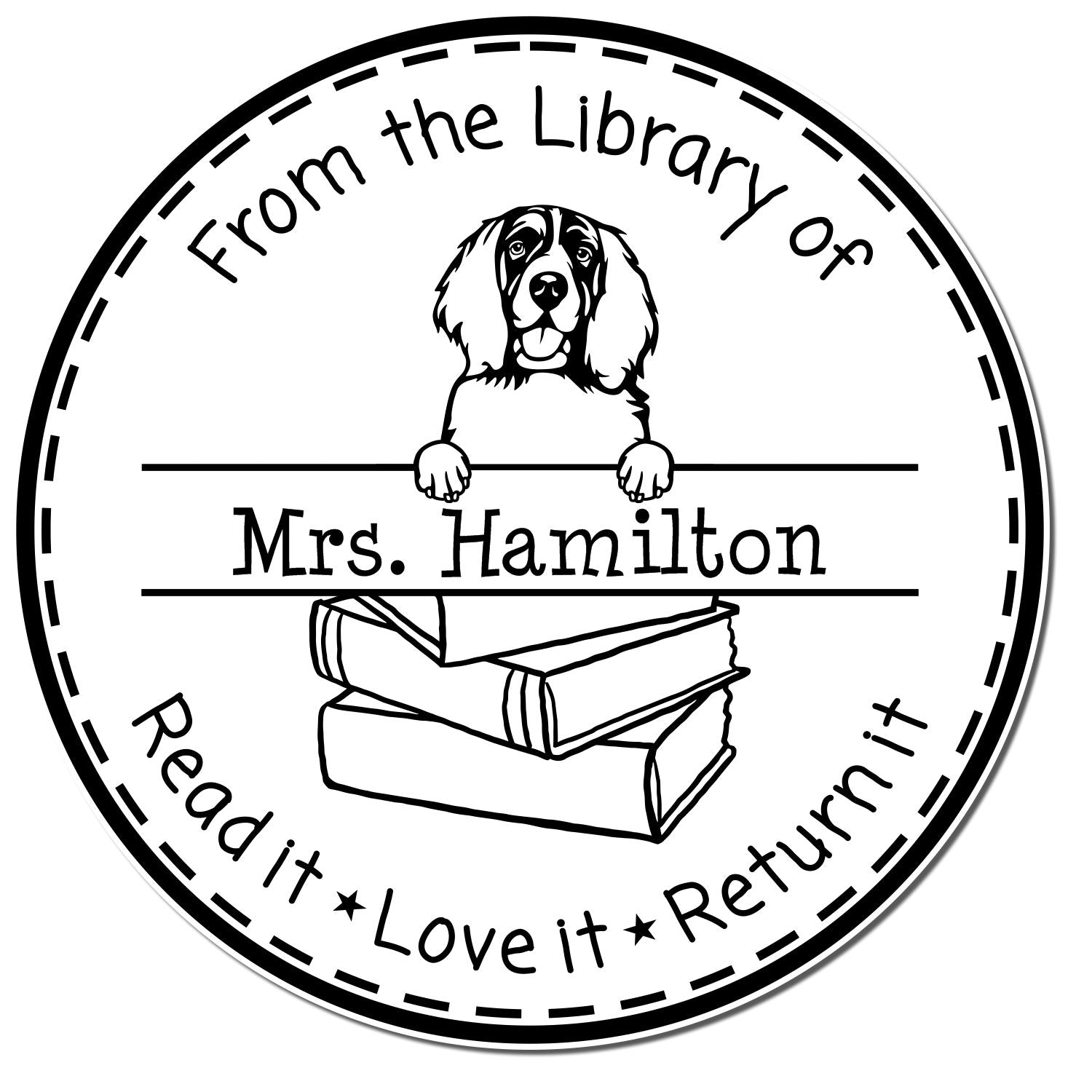 English Springer Spaniel Dog Themed Read It Love It Return It Stamp - Engineer Seal Stamps