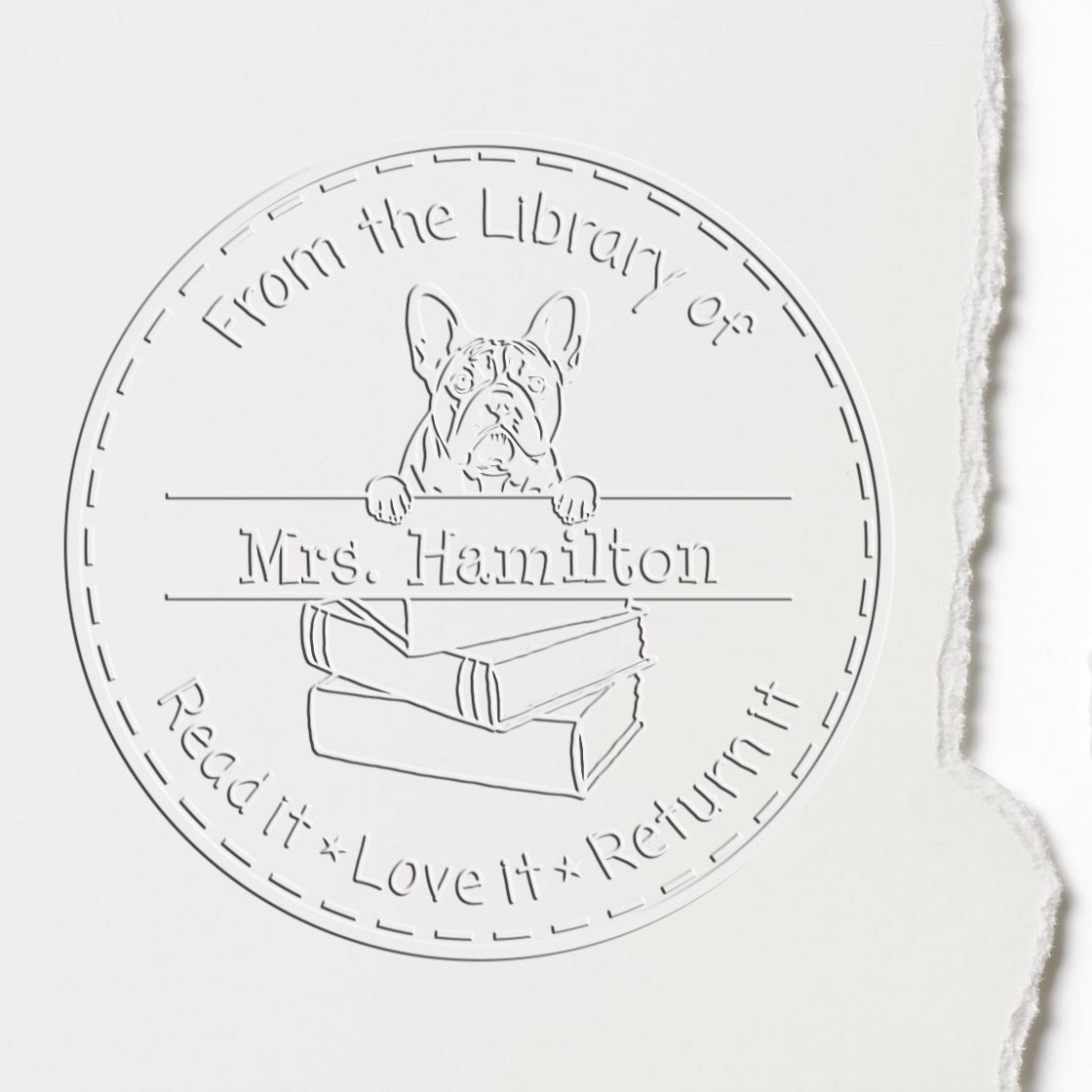 French Bulldog Dog Custom Book Identity Embosser - Engineer Seal Stamps