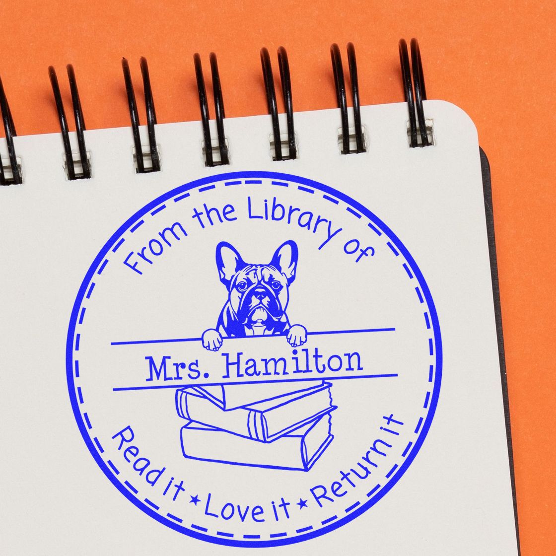 Customized For Shared Books Stamper with French Bulldog Dog - Engineer Seal Stamps