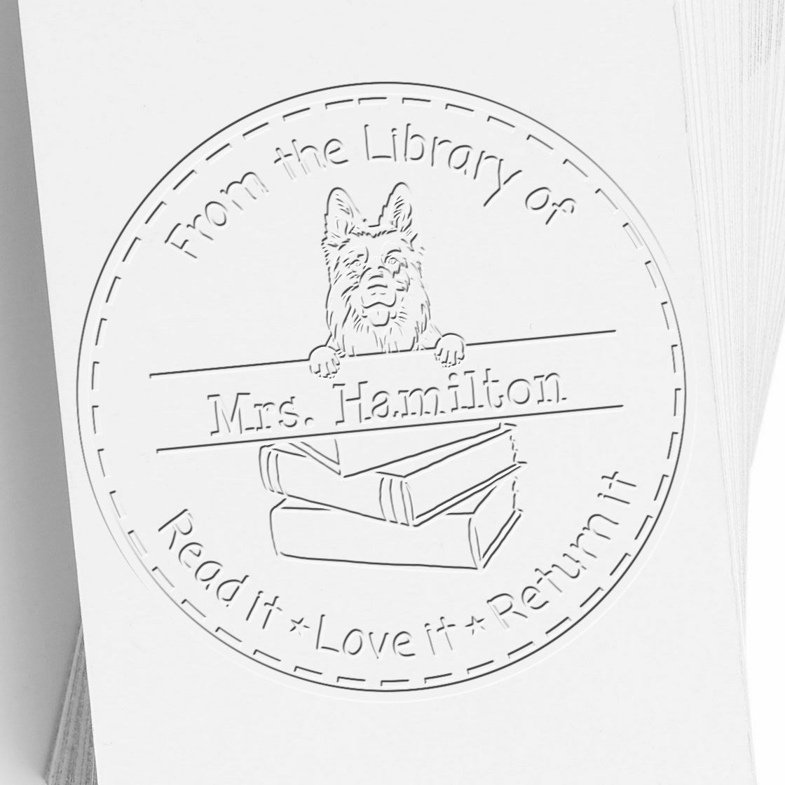 German Shepherd Dog Custom Book Identity Seal - Engineer Seal Stamps