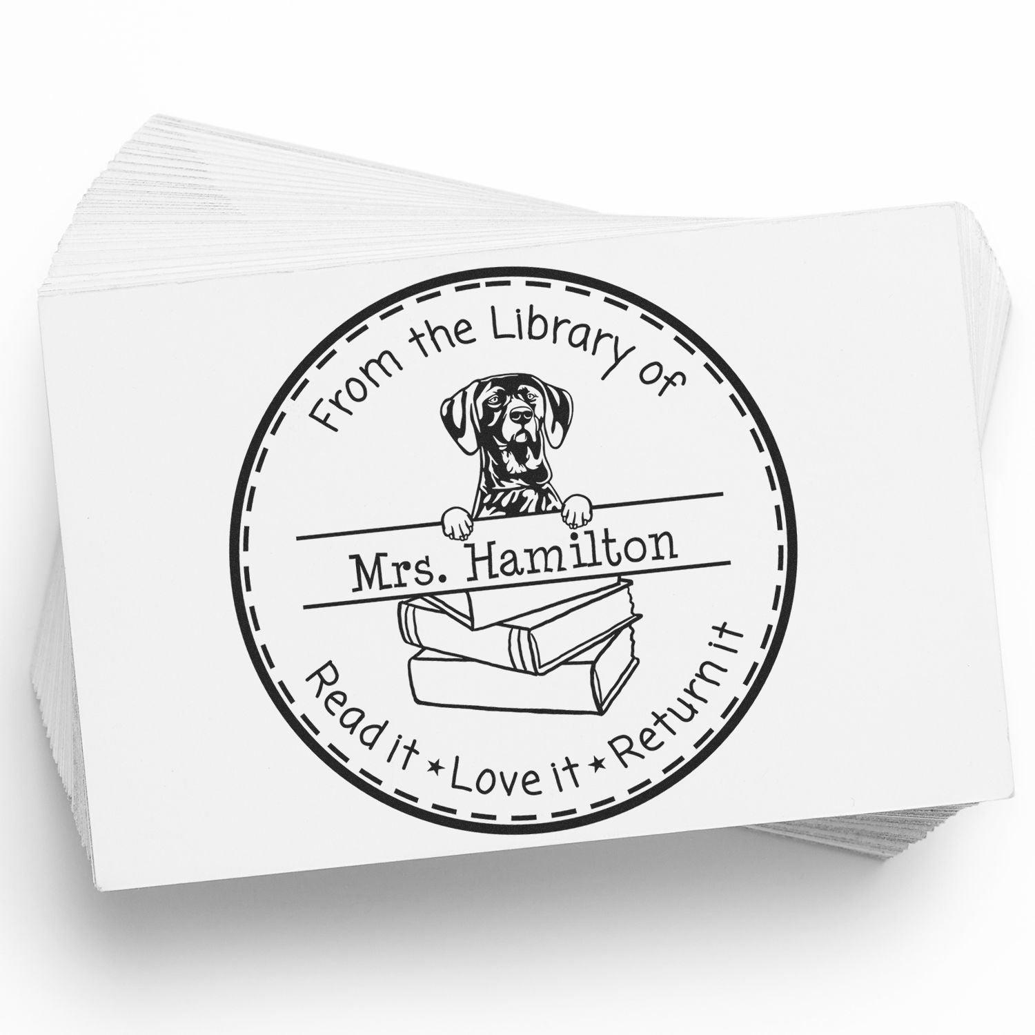 German Shorthaired Pointer Dog Themed Book Label Stamp - Engineer Seal Stamps