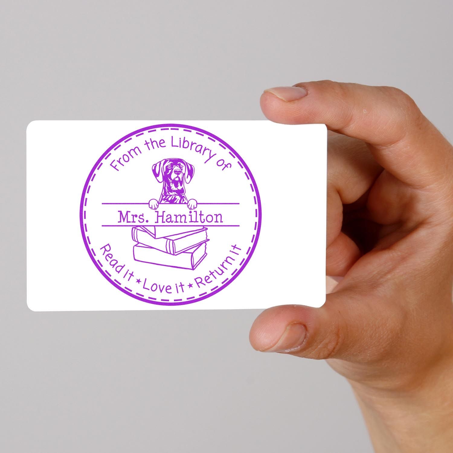 German Shorthaired Pointer Dog Themed Read It Love It Return It Personalizable Stamper