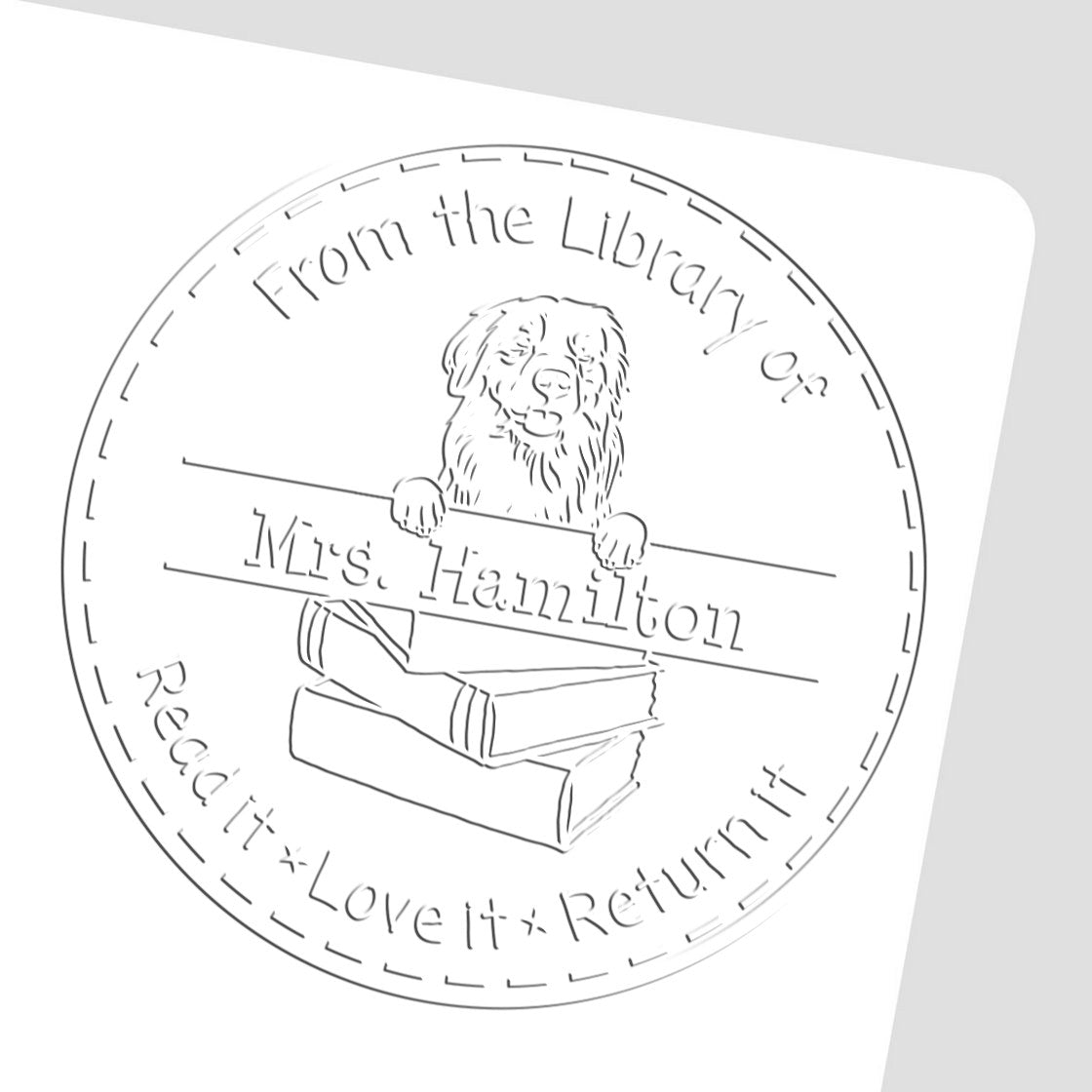 Golden Retriever Dog Custom Book Identity Embossed Stamp - Engineer Seal Stamps