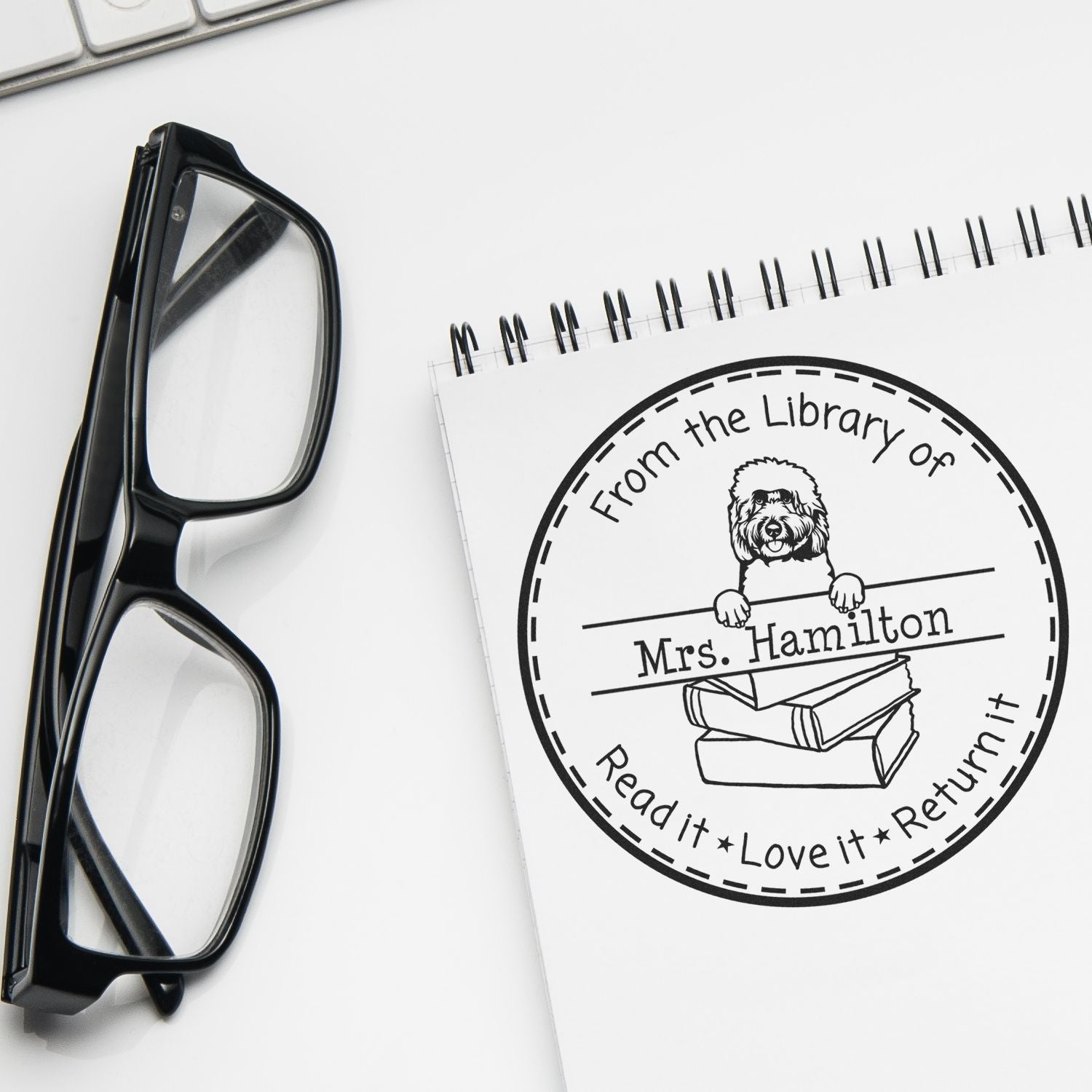 Golden Retriever Dog Themed Book Collection Stamp - Engineer Seal Stamps